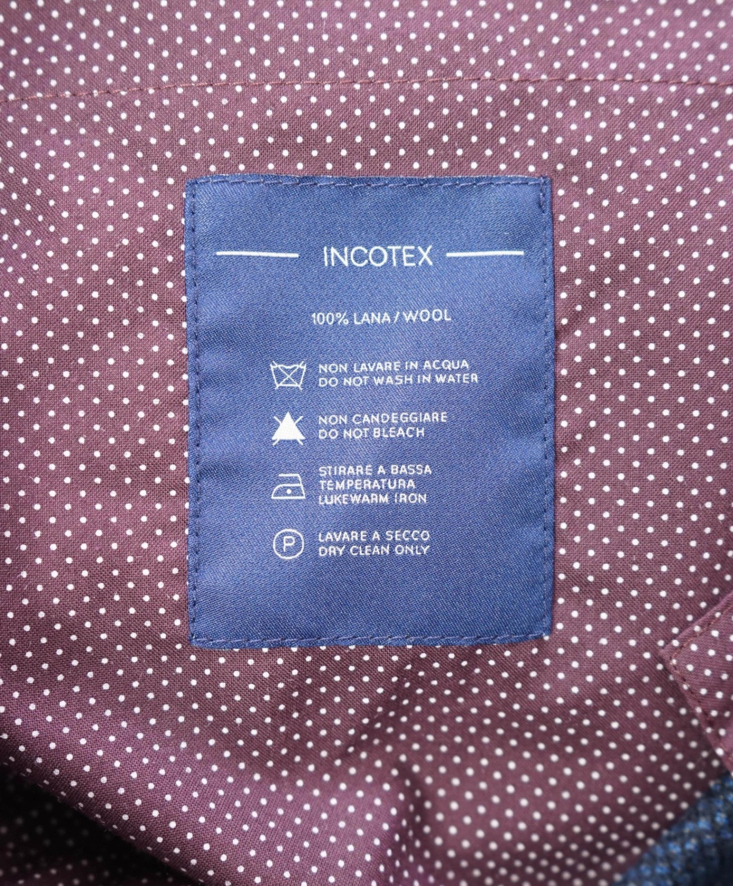 $460 INCOTEX - Diamond Navy Blue Wool Slim Fit Pants - 37W