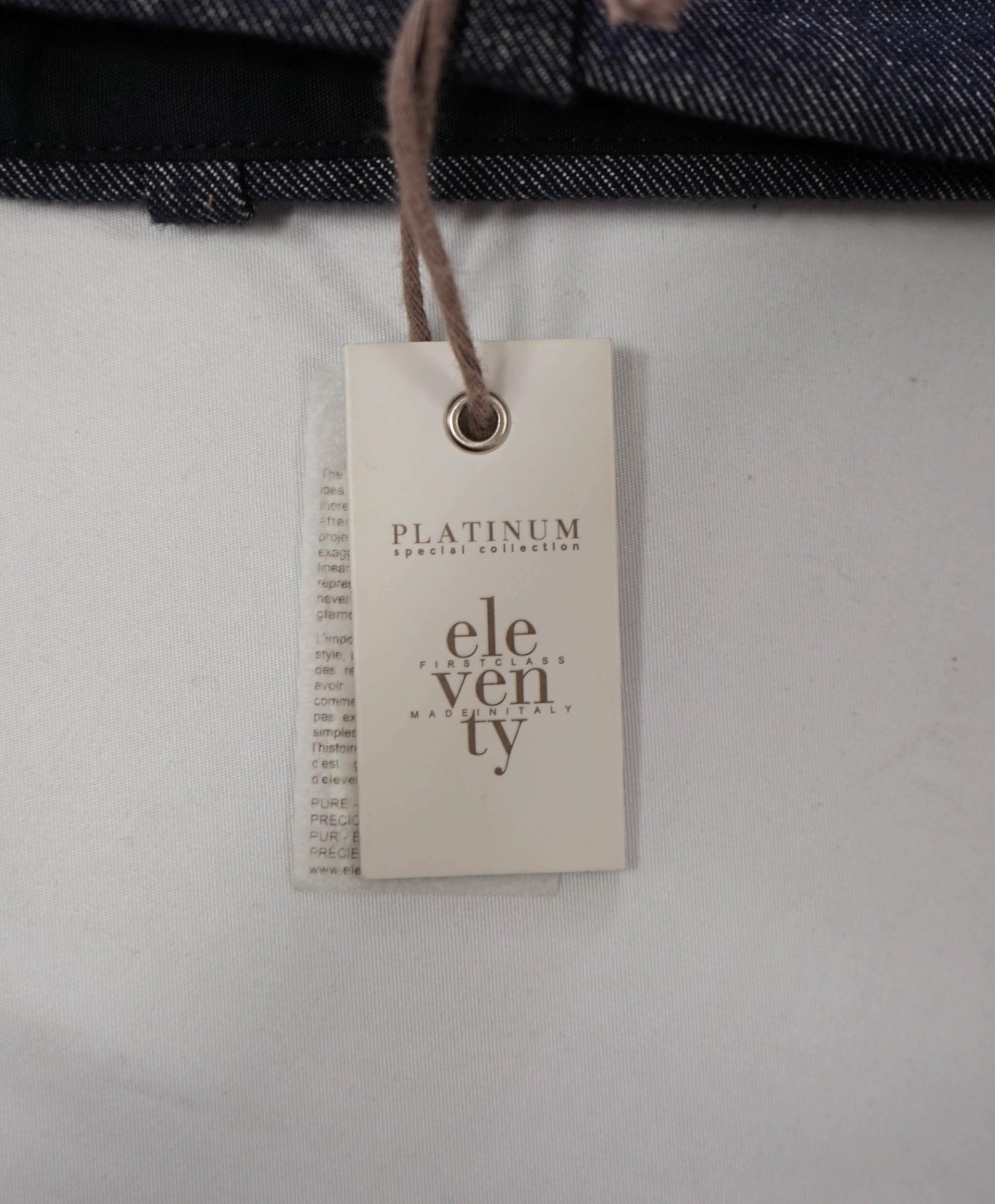 $395 ELEVENTY - Navy Cotton/Wool Denim Dress Pants - 34W