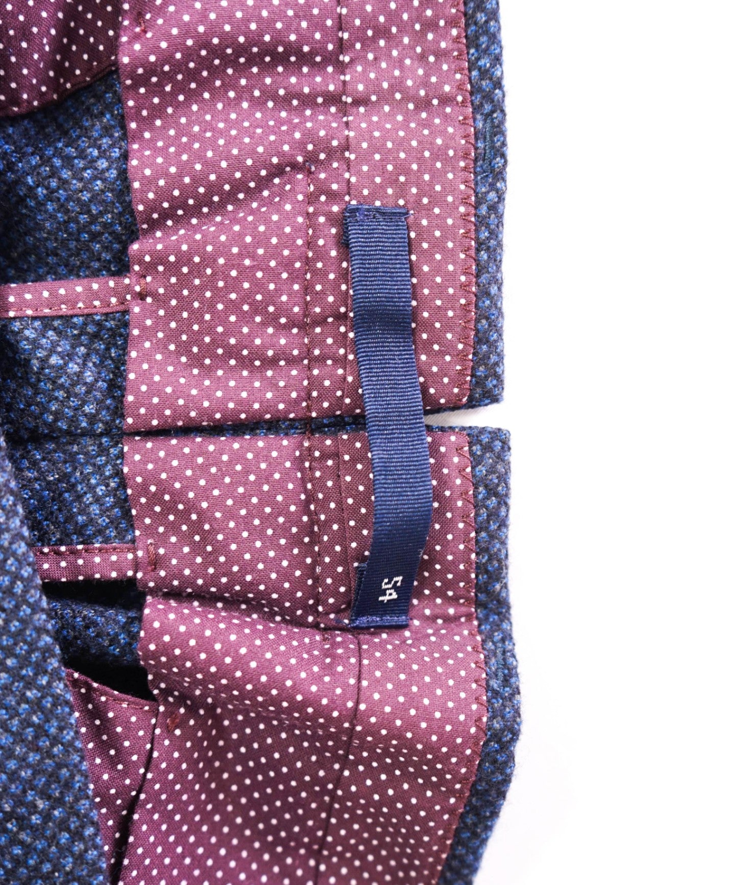 $460 INCOTEX - Diamond Navy Blue Wool Slim Fit Pants - 37W