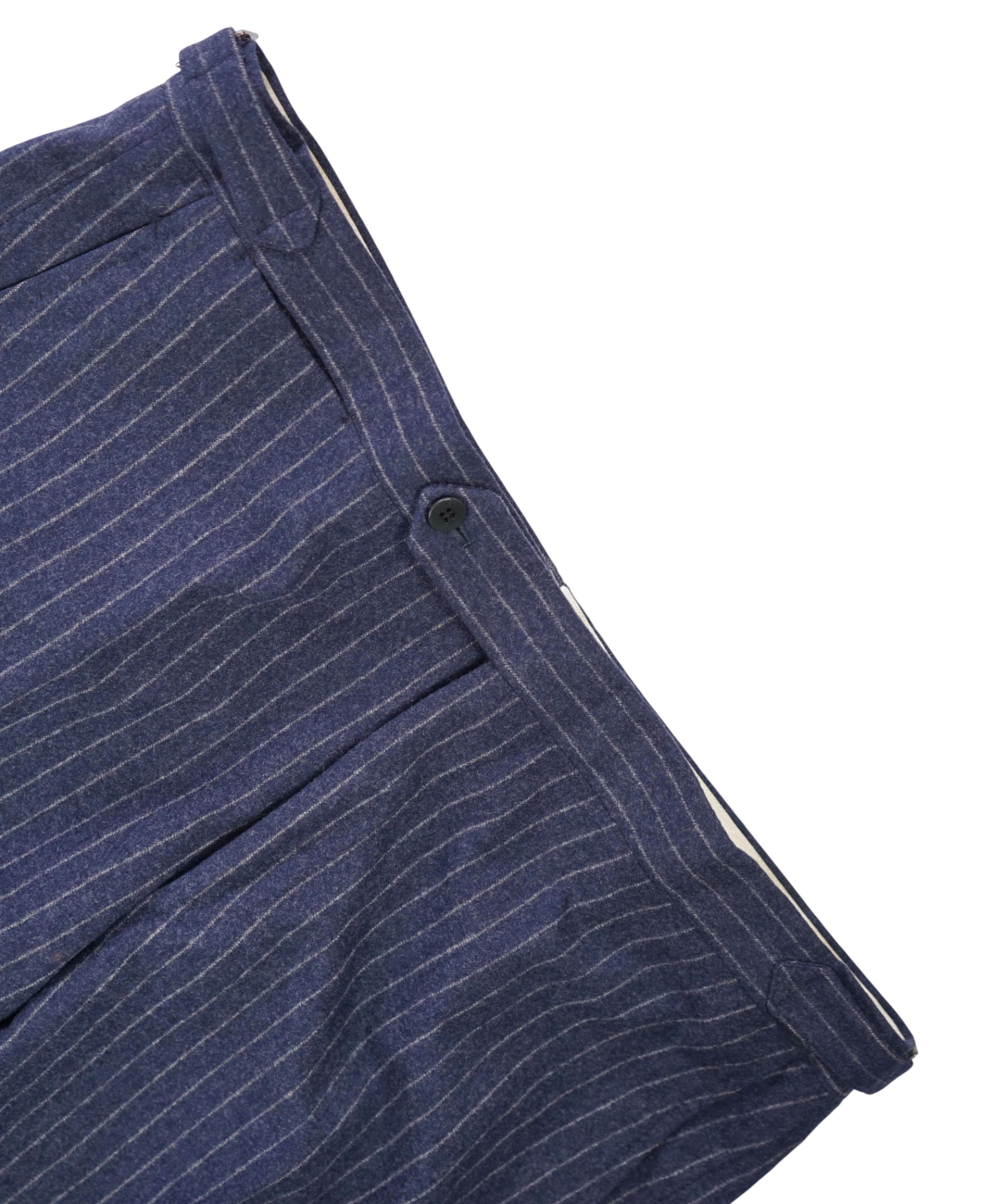 $1,250 ISAIA - Navy Blue Chalk Stripe 130's Wool Extended Tabs Pants - 36W