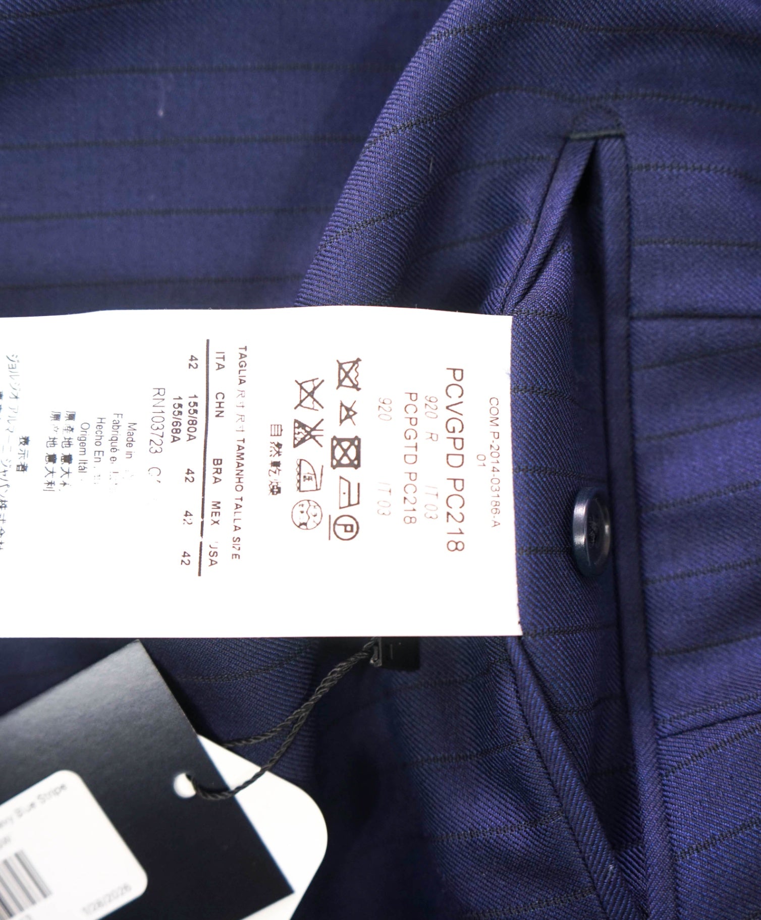 $495 ARMANI COLLEZIONI - Navy Tonal Blue Stripe Wool Pants - 36W