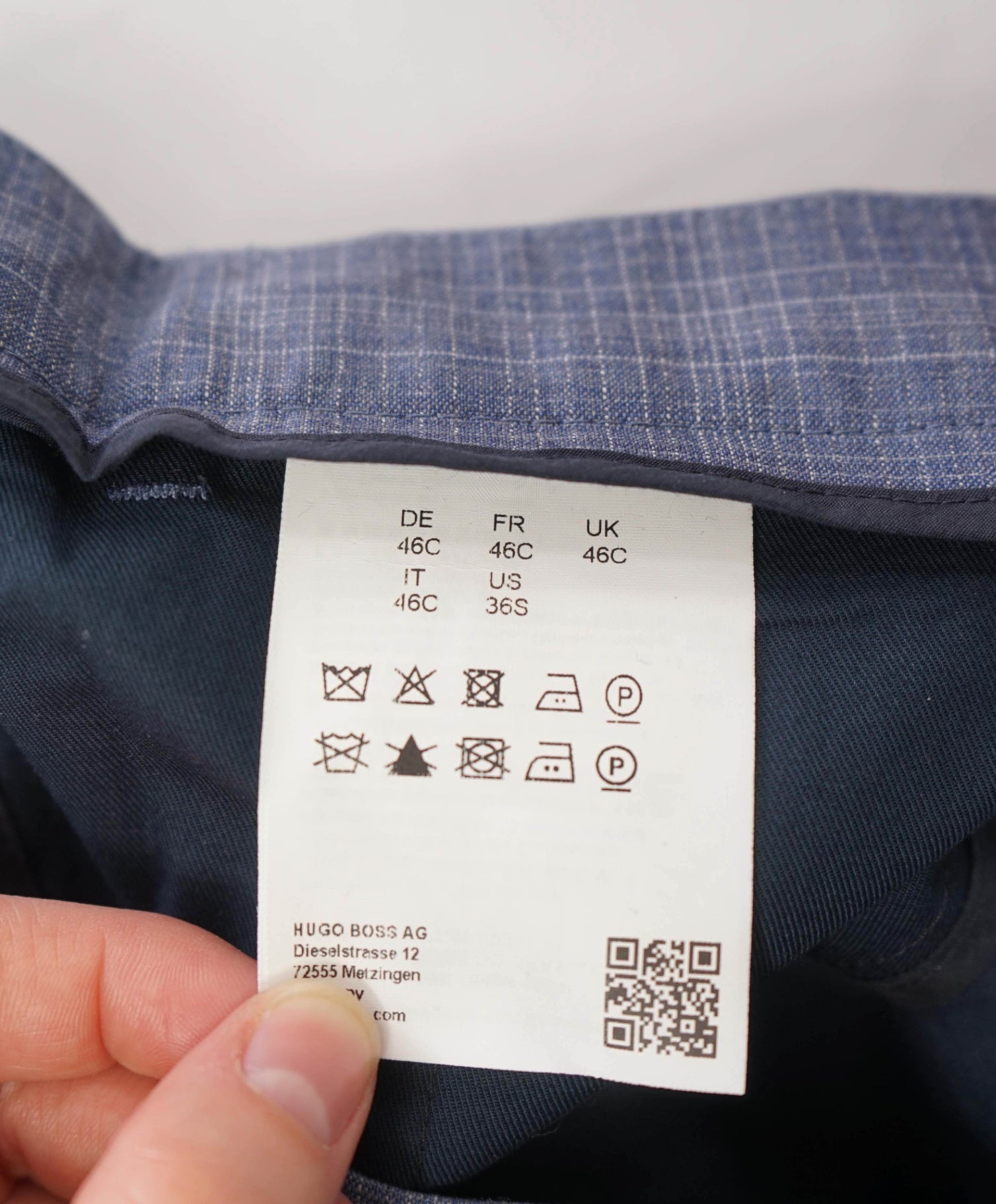 $295 HUGO BOSS - Blue Plaid Wool Pants - 32W