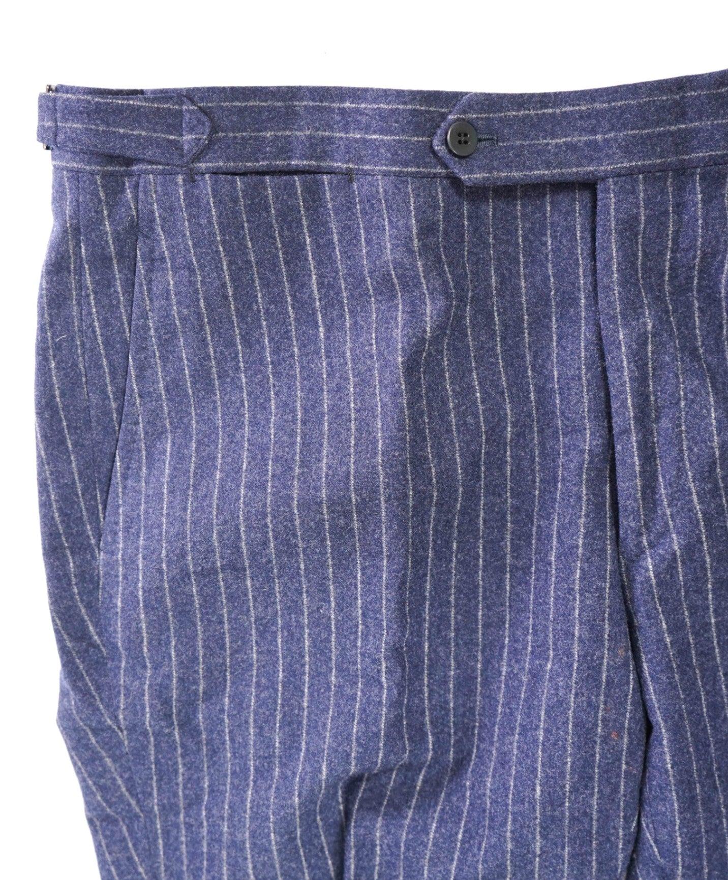 $1,250 ISAIA - Navy Blue Chalk Stripe 130's Wool Extended Tabs Pants - 36W
