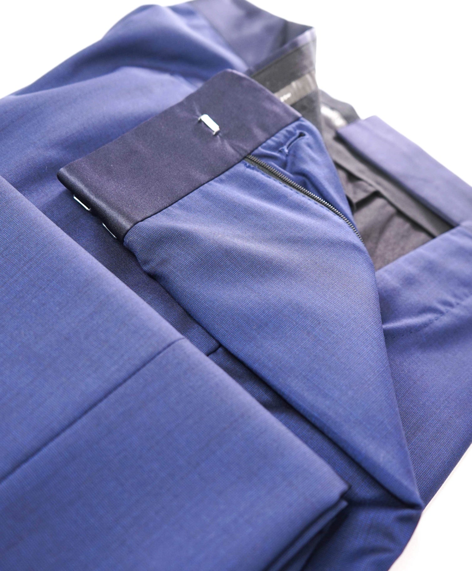 $595 ARMANI COLLEZIONI - Navy Blue Wool Tuxedo Pants - 31W
