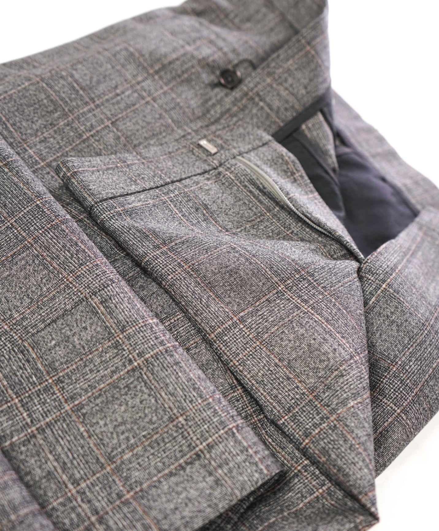 $295 HUGO BOSS - Gray Plaid Wool Flat Front Dress Pants - 40W