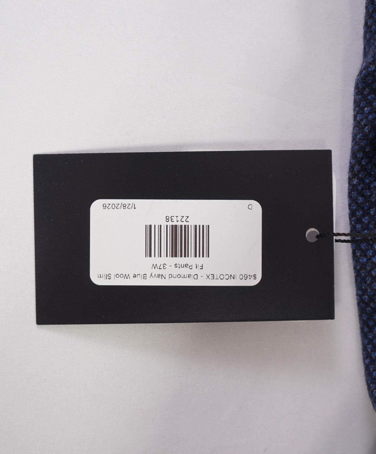 $460 INCOTEX - Diamond Navy Blue Wool Slim Fit Pants - 37W
