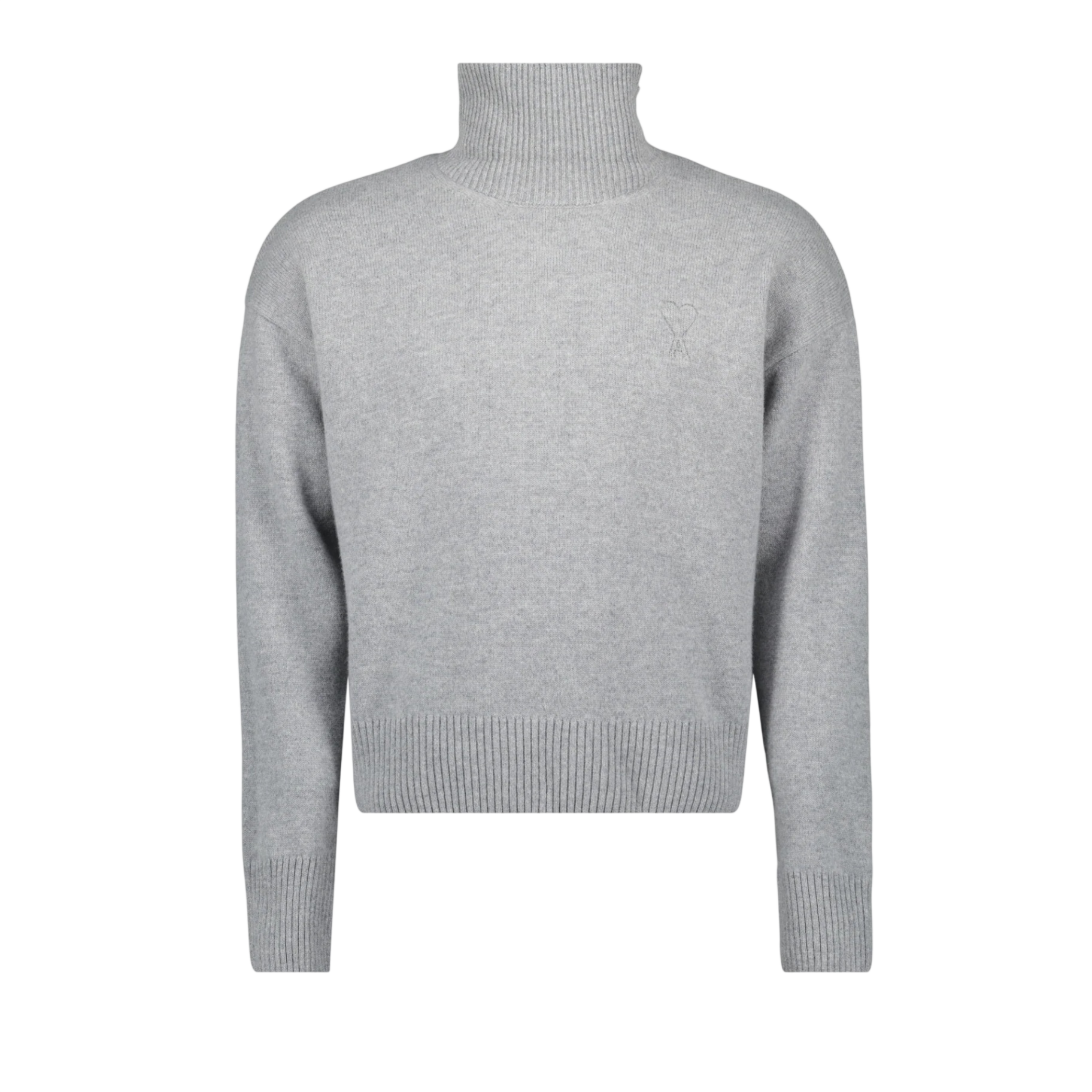 $748 AMI - Gray 97% Cashmere Turtleneck Sweater - Unisex (Mens M)