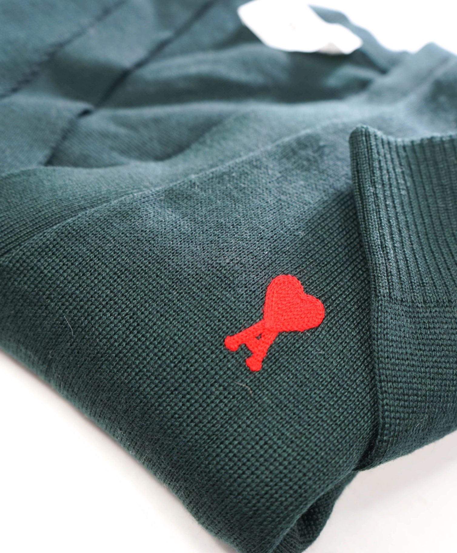 $600 AMI - Dark Green Merino Wool Cardigan - M