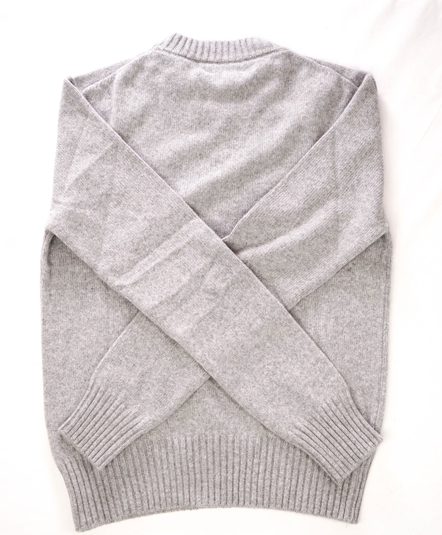 $605 AMI - Gray 97% CASHMERE Crew Neck Sweater - Men's L (Unisex)