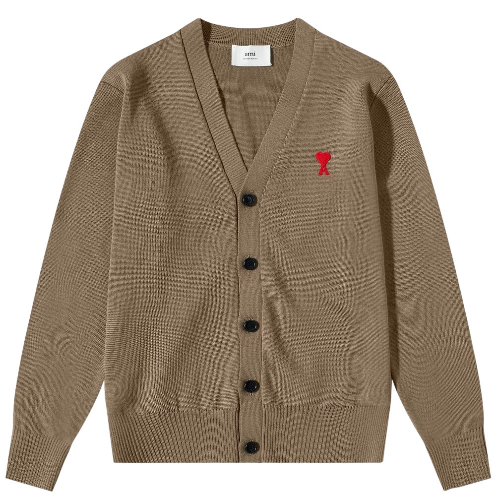 $600 AMI - Brown Camel Merino Wool Cardigan - L