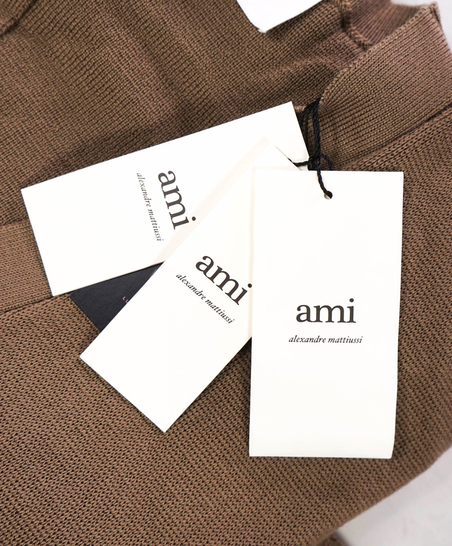 $600 AMI - Brown Camel Merino Wool Cardigan - L
