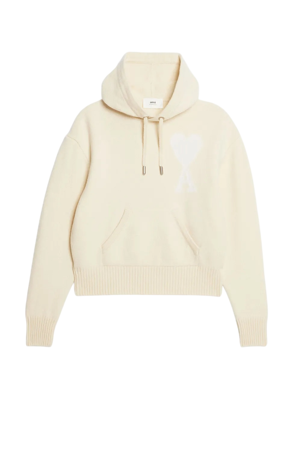 $670 AMI - Vanilla Wool Knit Hoodie - Men's L (Unisex)
