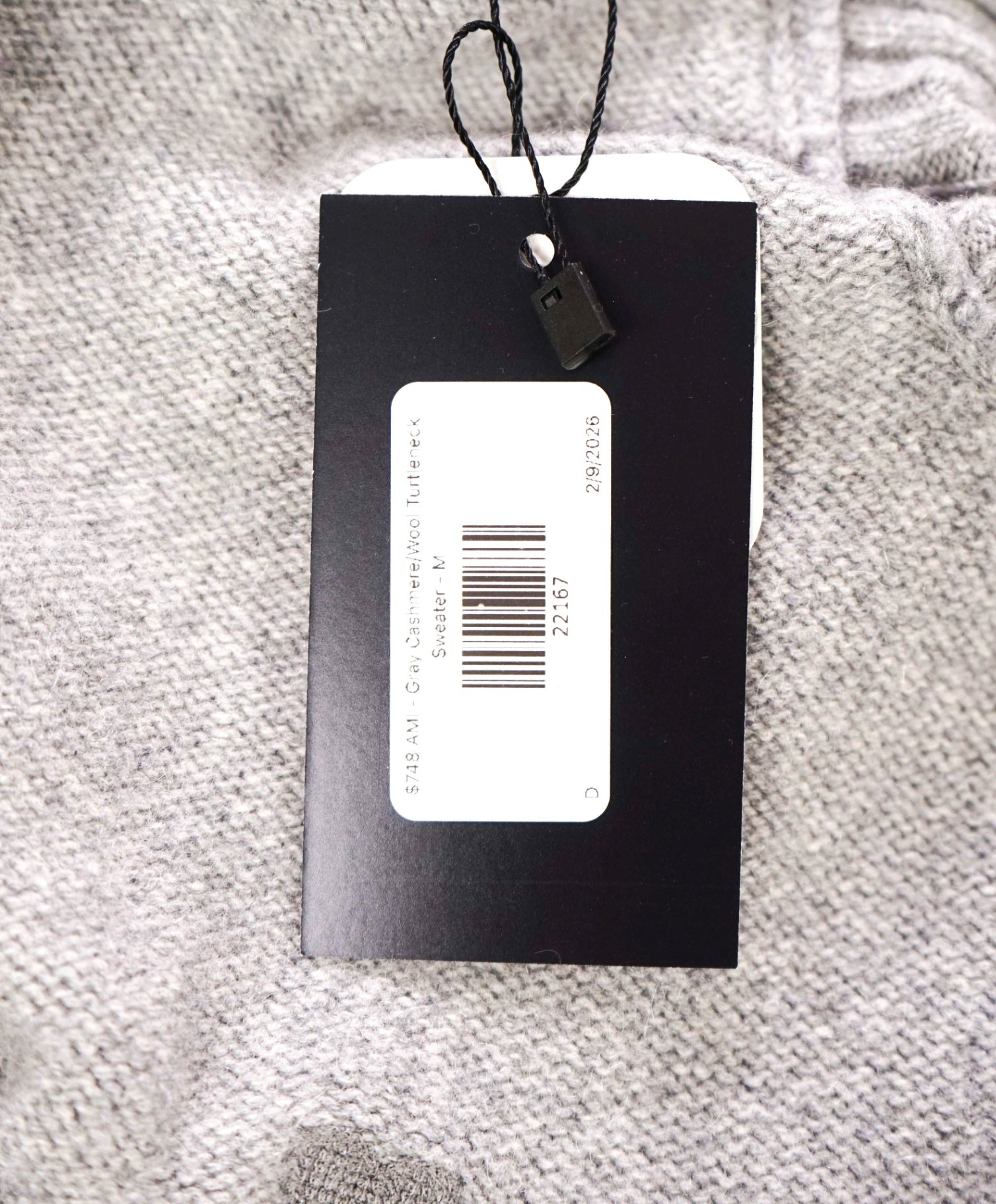 $748 AMI - Gray 97% Cashmere Turtleneck Sweater - Unisex (Mens M)
