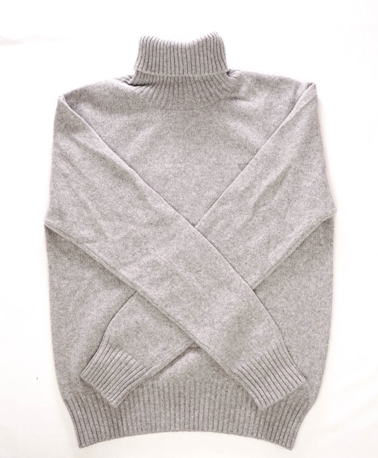 $748 AMI - Gray 97% Cashmere Turtleneck Sweater - Unisex (Mens M)