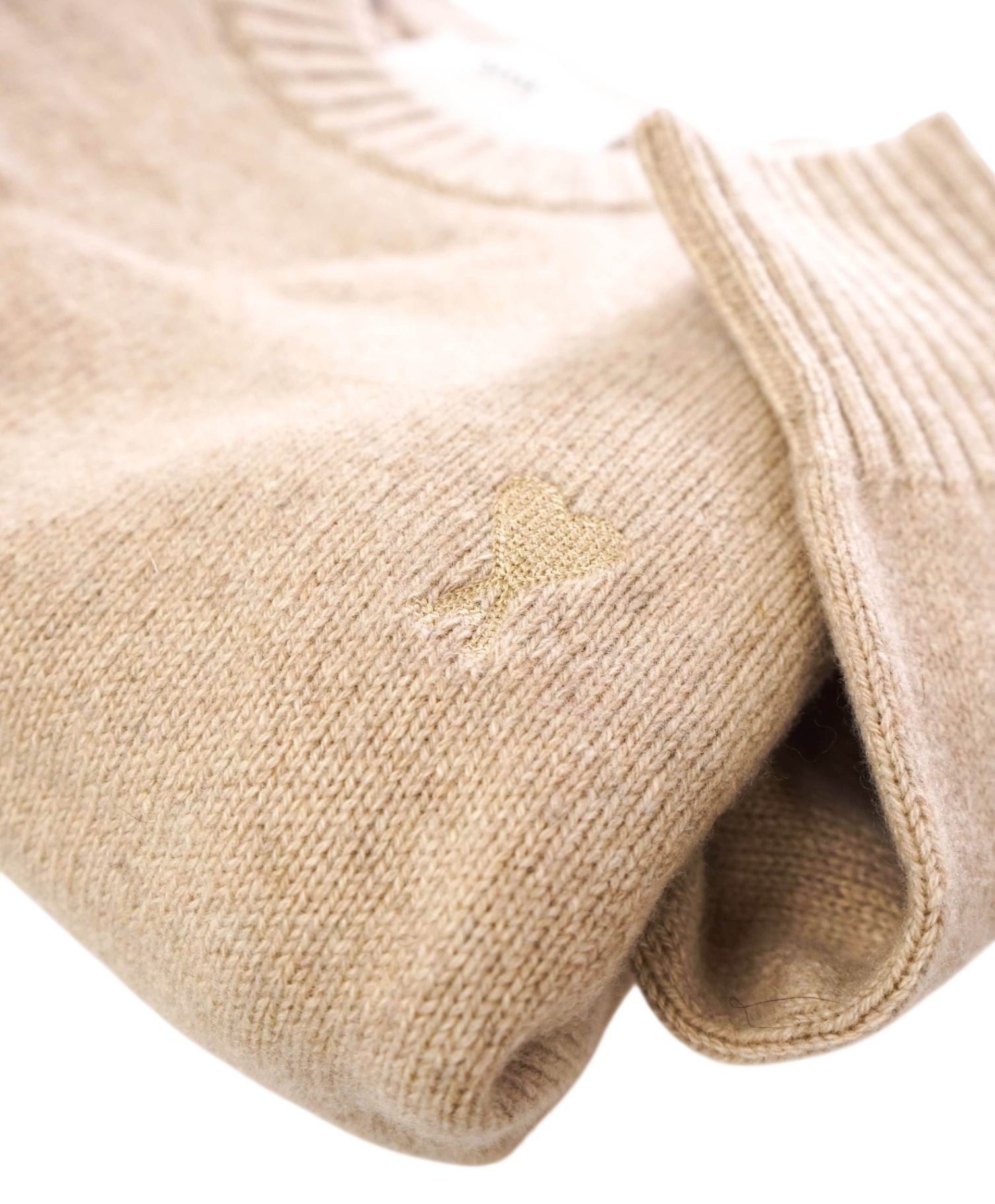 $605 AMI - Beige Neutral *97% CASHMERE* Crew Neck Sweater - M