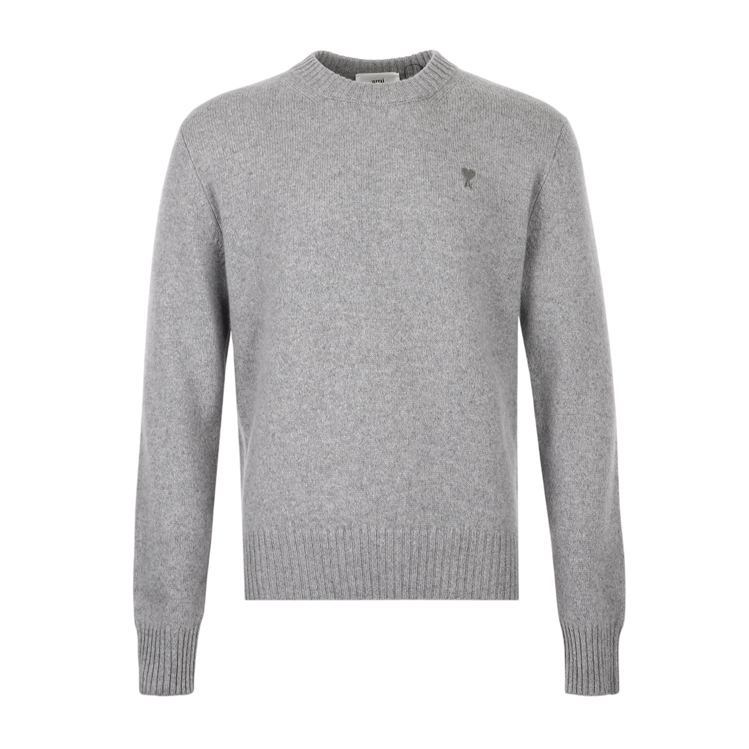 $605 AMI - Gray 97% CASHMERE Crew Neck Sweater - Men's L (Unisex)