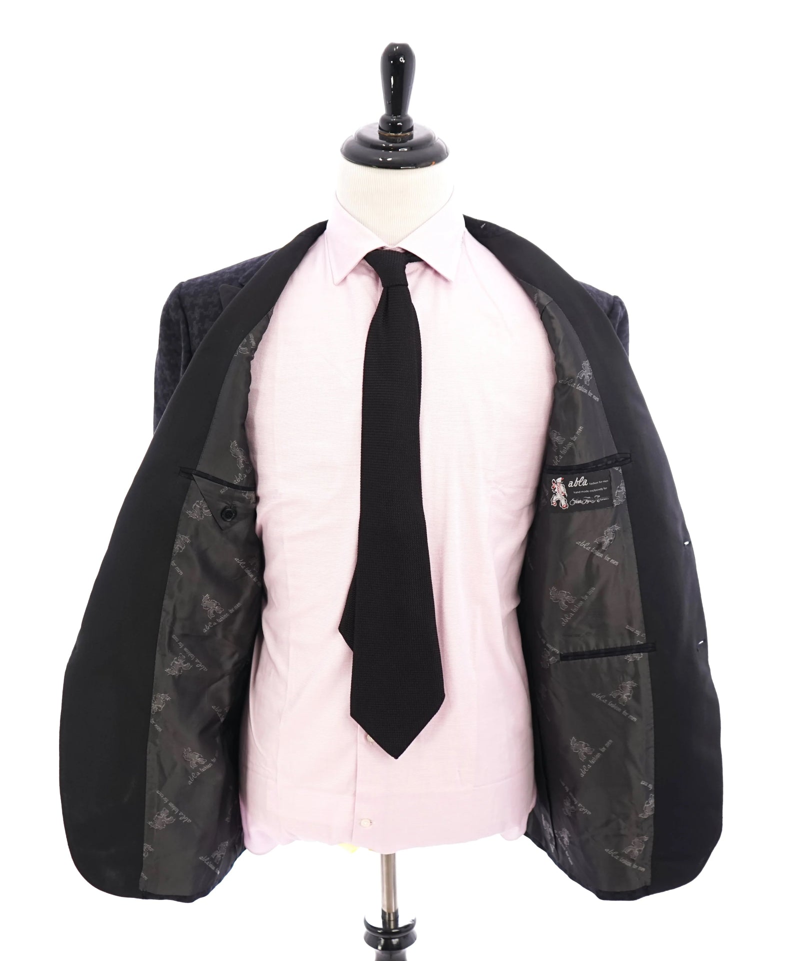 $3,895 ABLA - Wide Peak Lapel Houndstooth Blazer "TOM FORD STYLE" - 46R