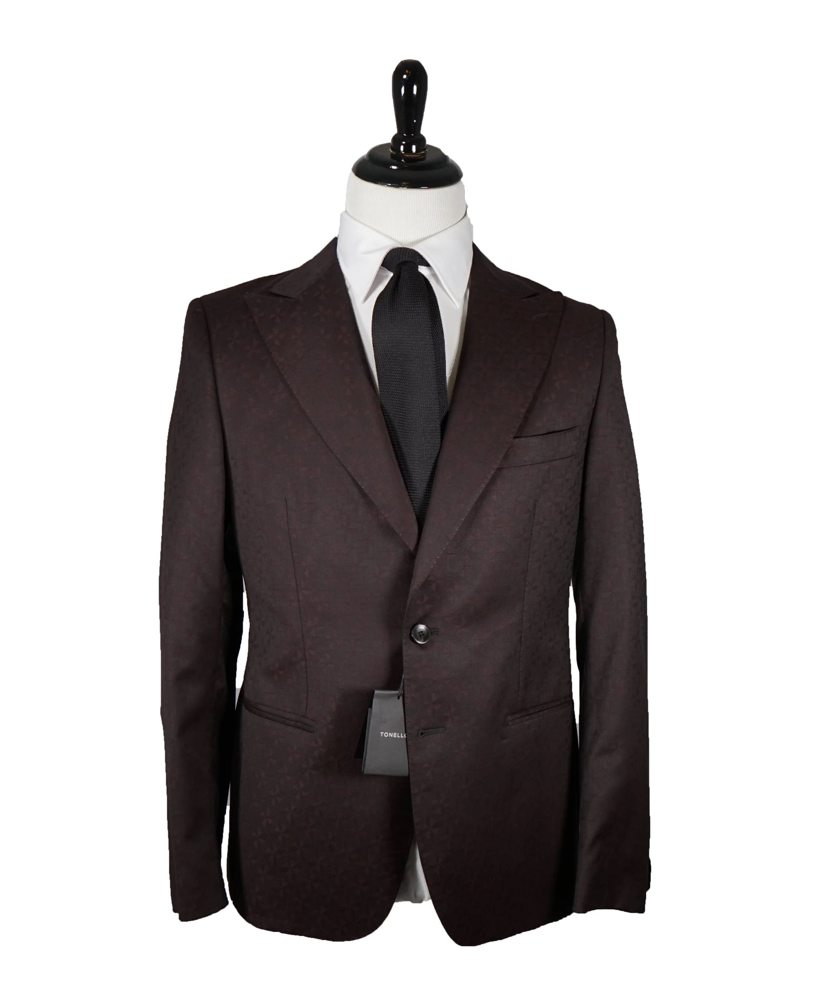 $895 TONELLO - Wide Peak Lapel Dinner Jacket Geometric - 40R