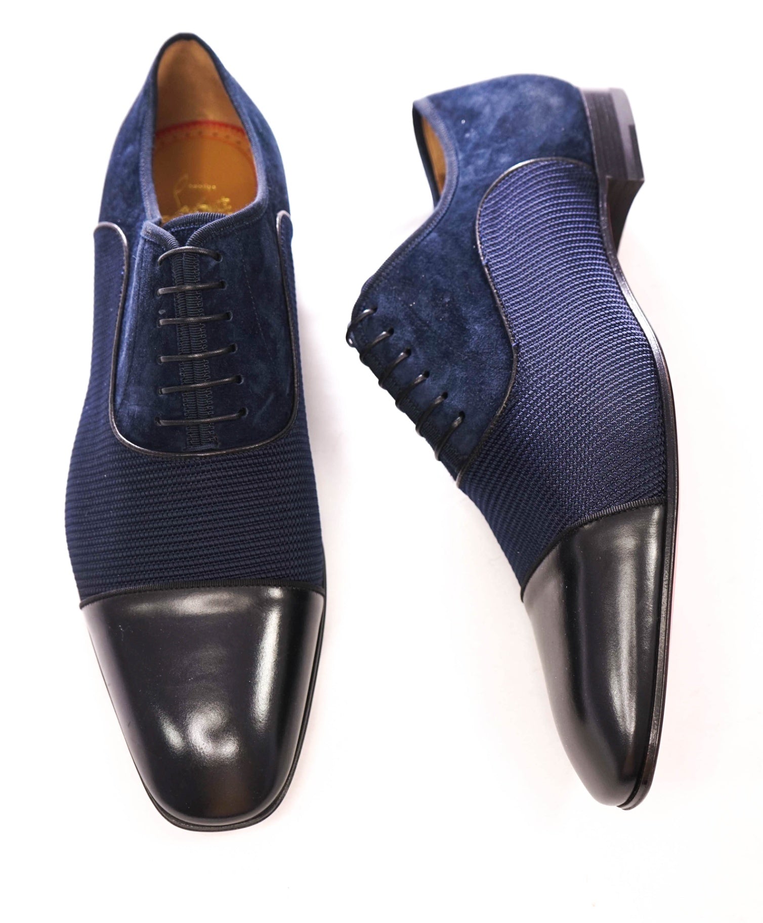 $1,050 CHRISTIAN LOUBOUTIN - *GREGGO* Suede Navy Oxfords - US 12 (45EU)