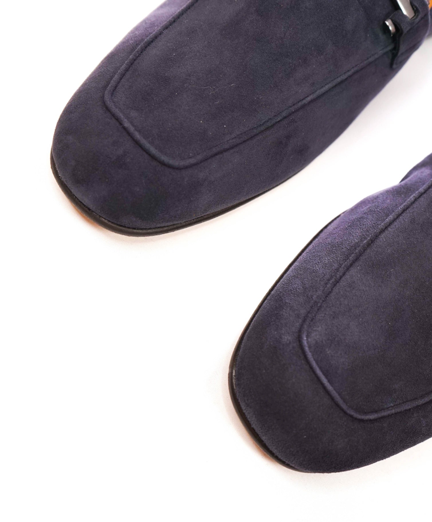 $850 TOD'S - Navy Suede Venetian Unlined Loafers - US 11.5 (UK10.5)