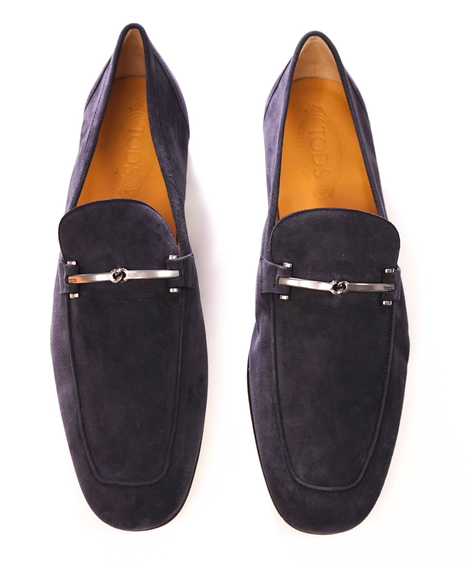 $850 TOD'S - Navy Suede Venetian Unlined Loafers - US 11.5 (UK10.5)