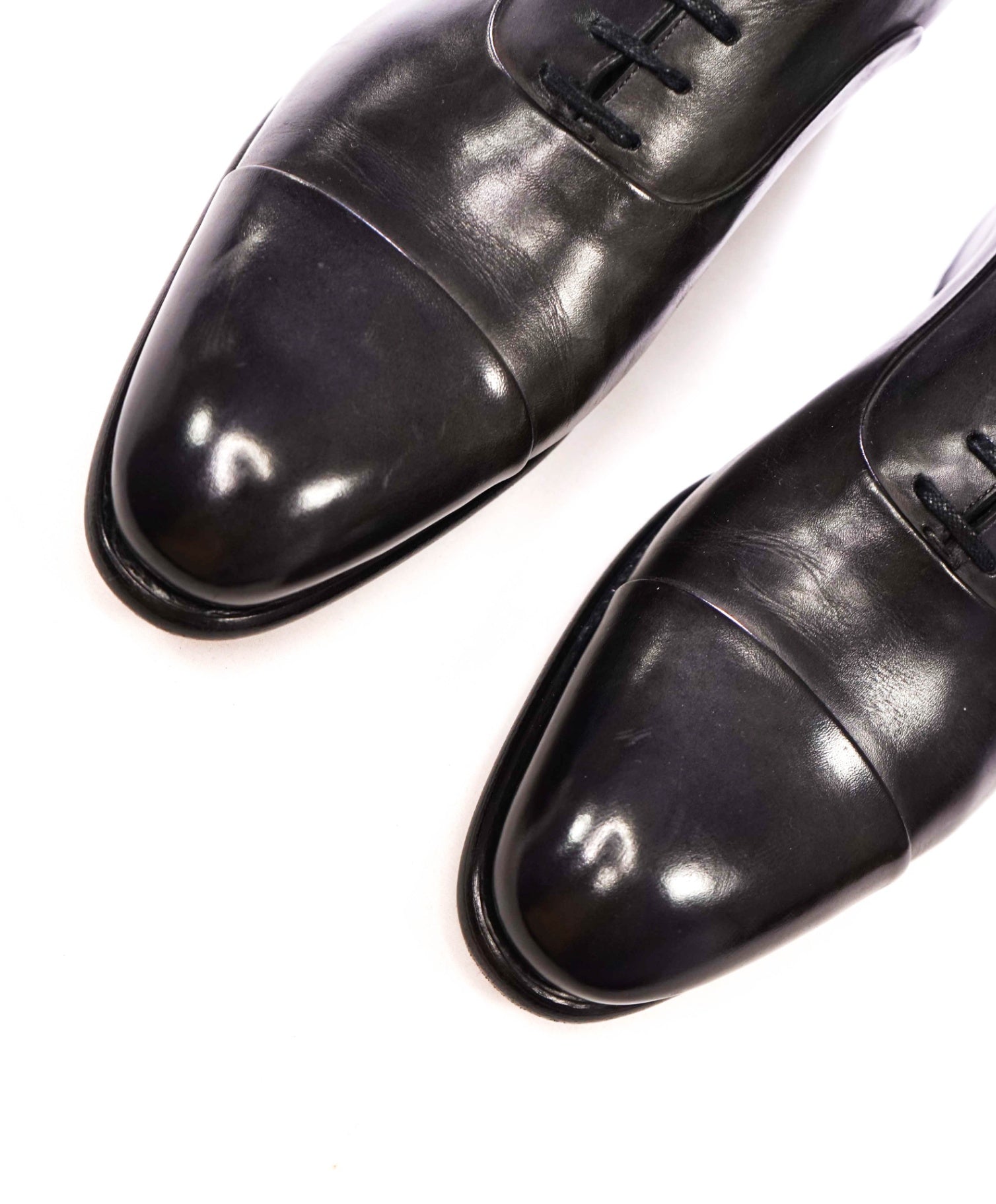$1,320 SANTONI - ISAAC Gray "GOODYEAR" Leather Oxfords - US 9.5 (UK8.5)
