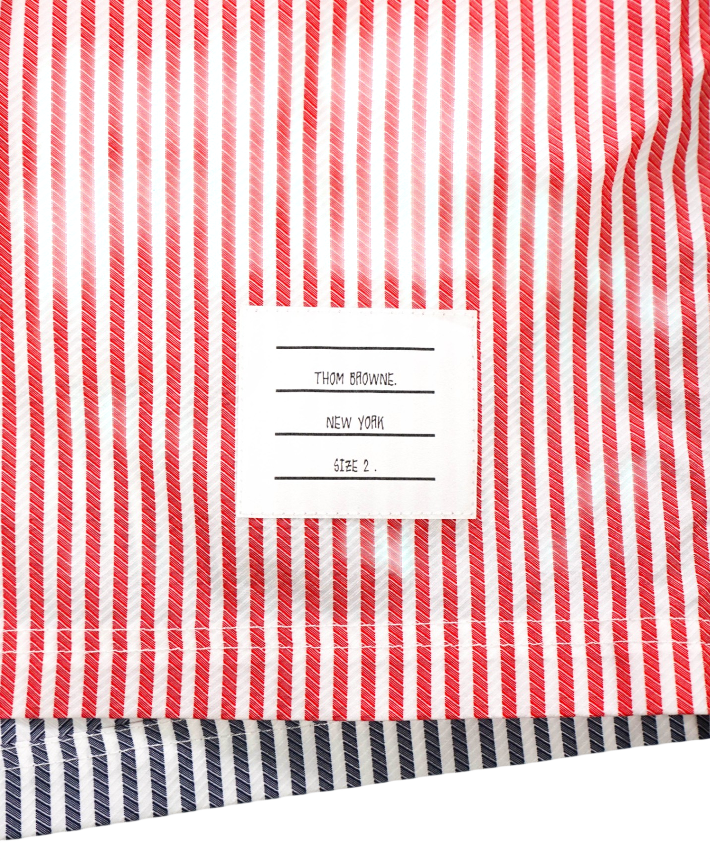 $580 THOM BROWNE - Red/White/Blue Stripe Swim Shorts  - M