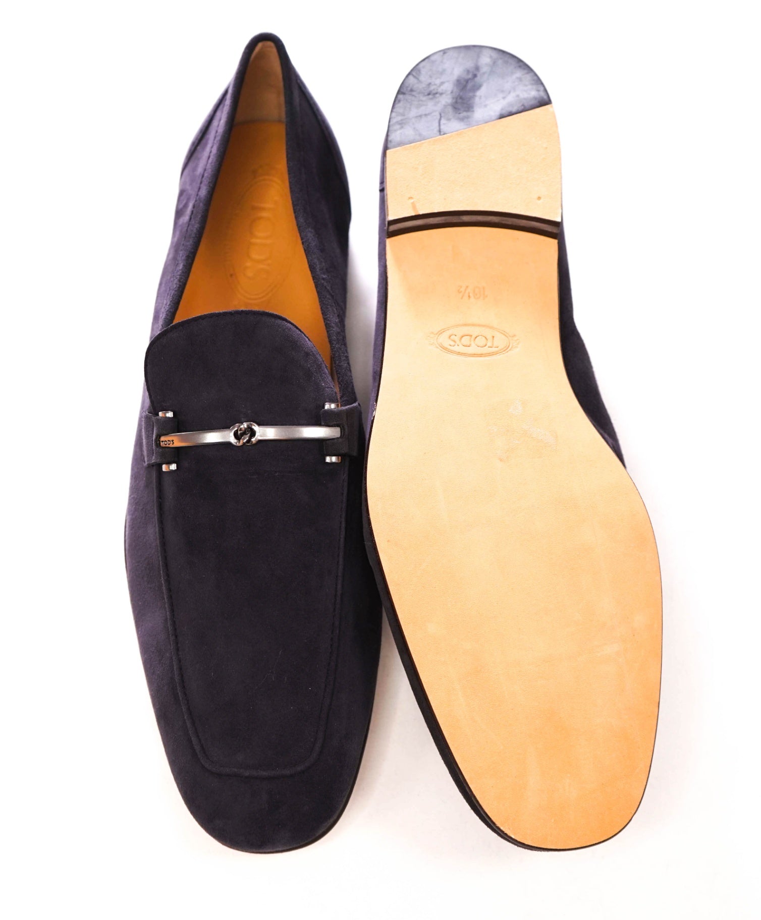 $850 TOD'S - Navy Suede Venetian Unlined Loafers - US 11.5 (UK10.5)