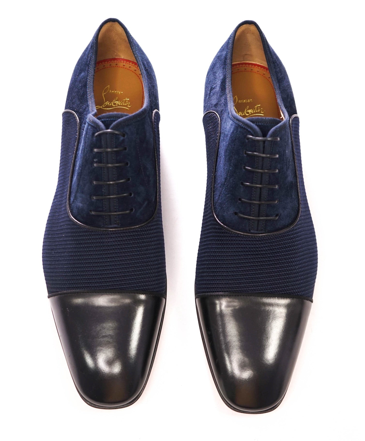$1,050 CHRISTIAN LOUBOUTIN - *GREGGO* Suede Navy Oxfords - US 12 (45EU)