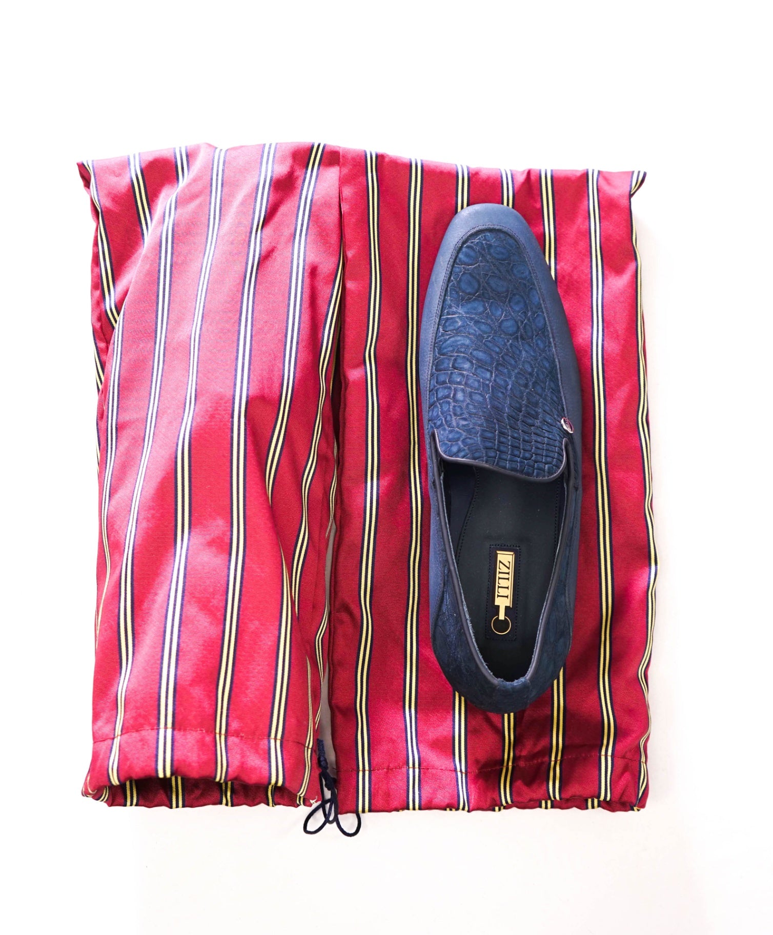 $1,500 ZILLI - Navy Blue Suede Croc Print Loafers - 10US (9UK 42EU)