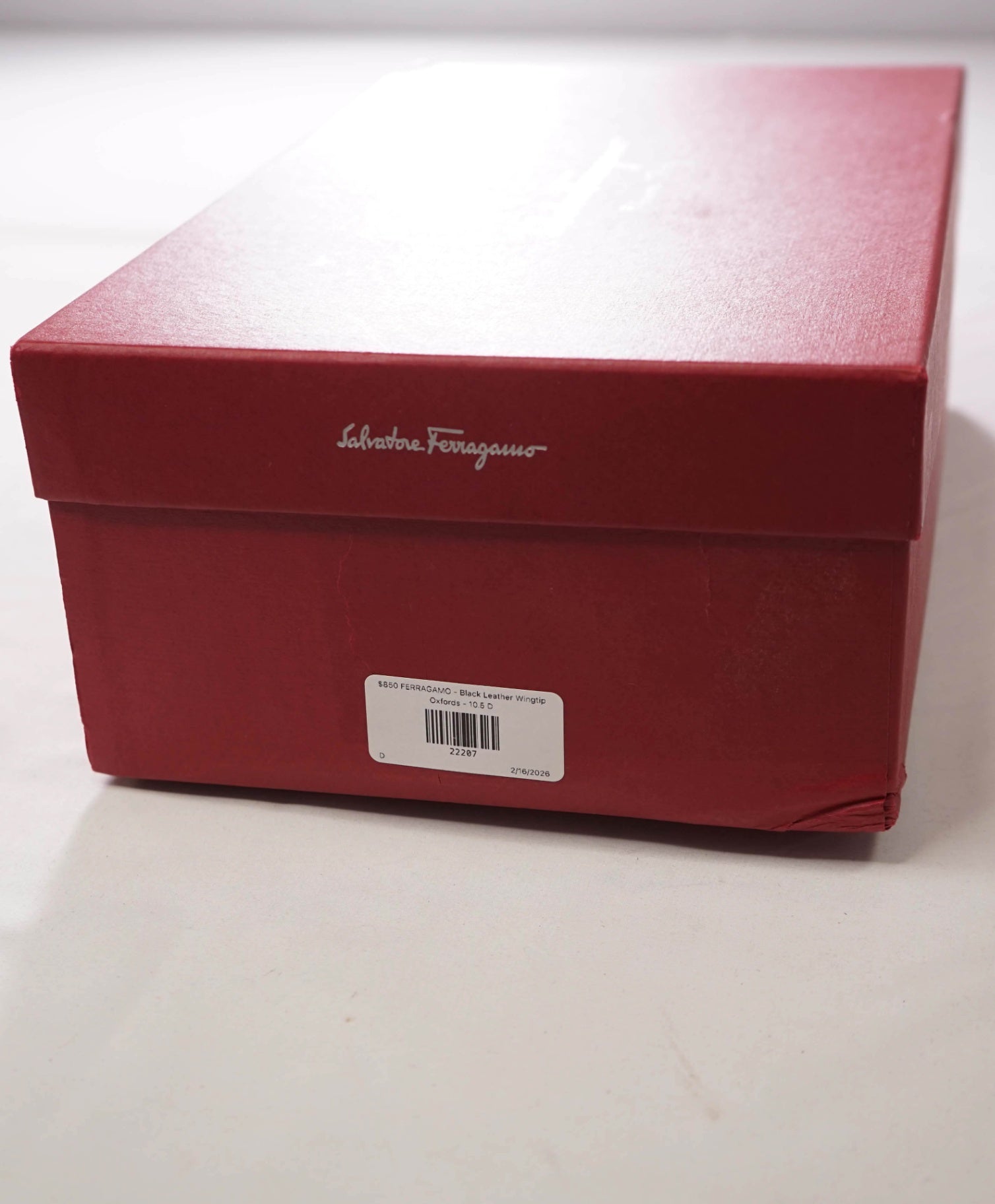 $850 FERRAGAMO - Black Leather Wingtip Oxfords - 10.5 D