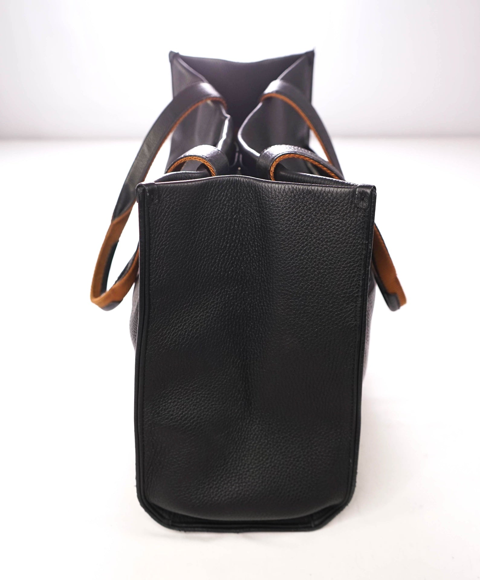 $3,000 ZEGNA - Black Deerskin Leather Tote Bag