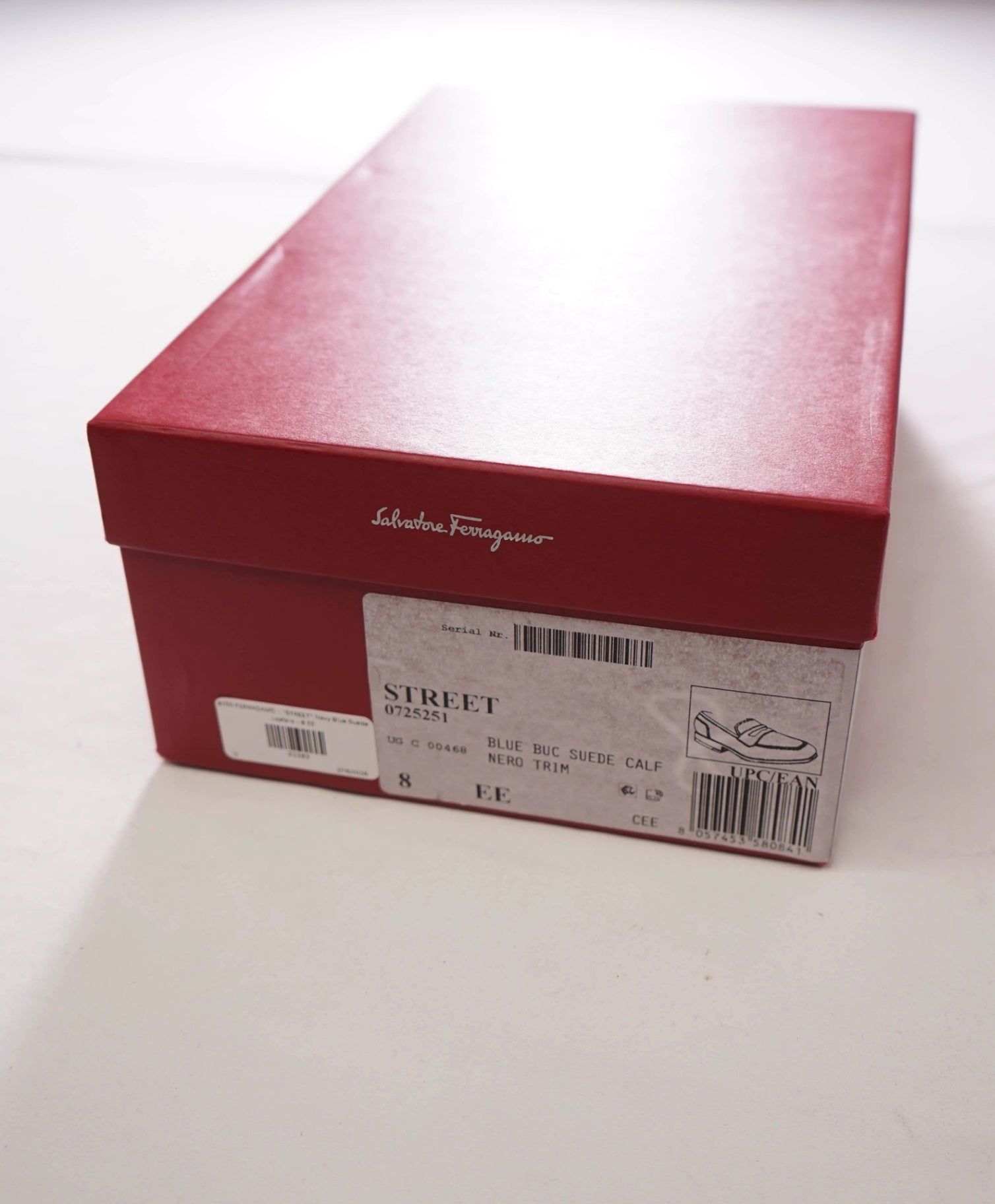 $795 FERRAGAMO - "STREET" Navy Blue Suede Penny Loafers - 8 EE