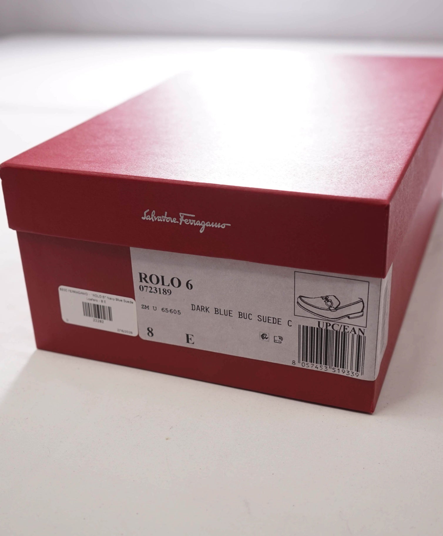 $850 FERRAGAMO - "ROLO 6" Navy Blue Suede Loafers - 8 E