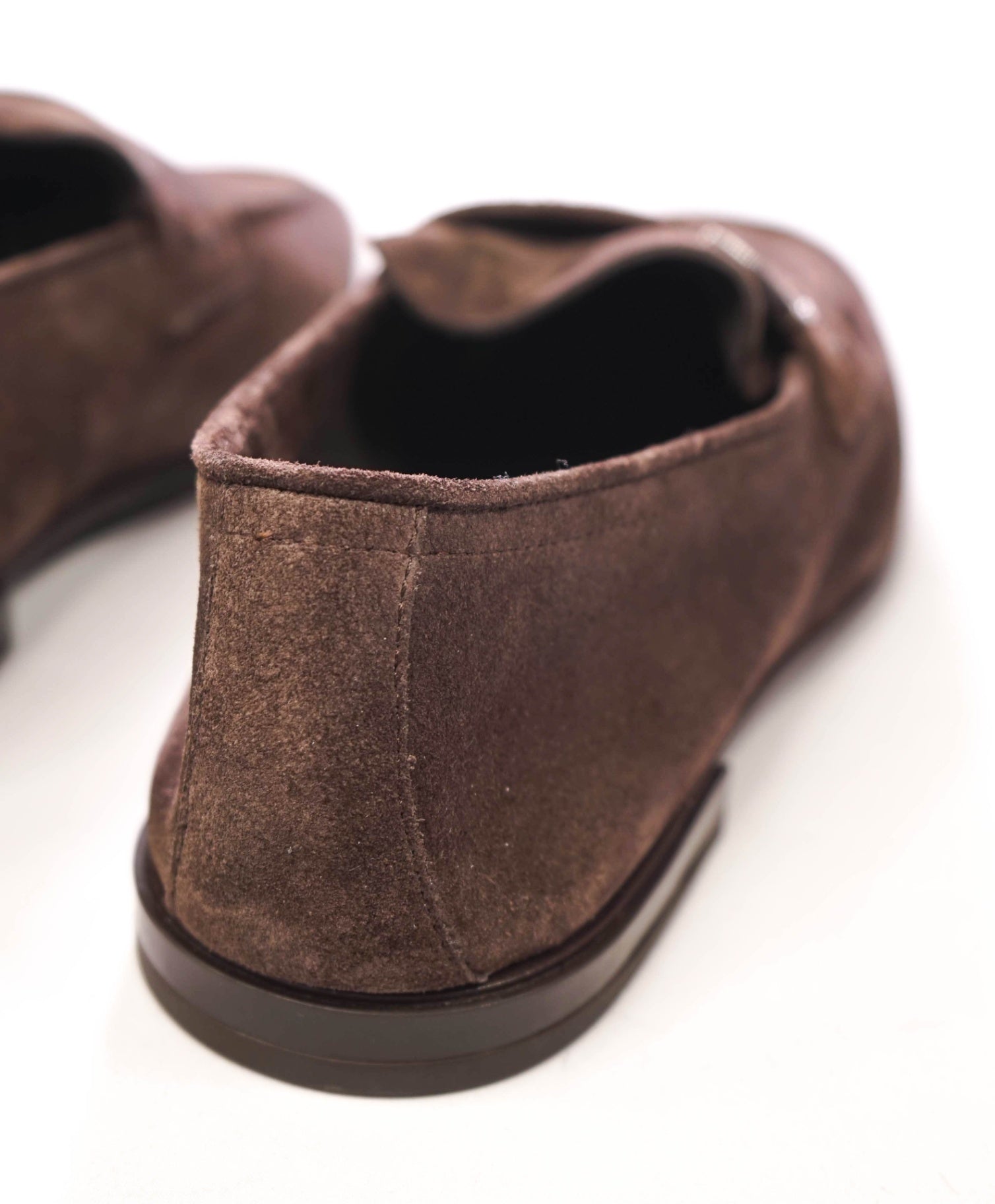 $895 FERRAGAMO - "CRYSTAL" Brown Lamb Suede Loafers - 8.5 EE