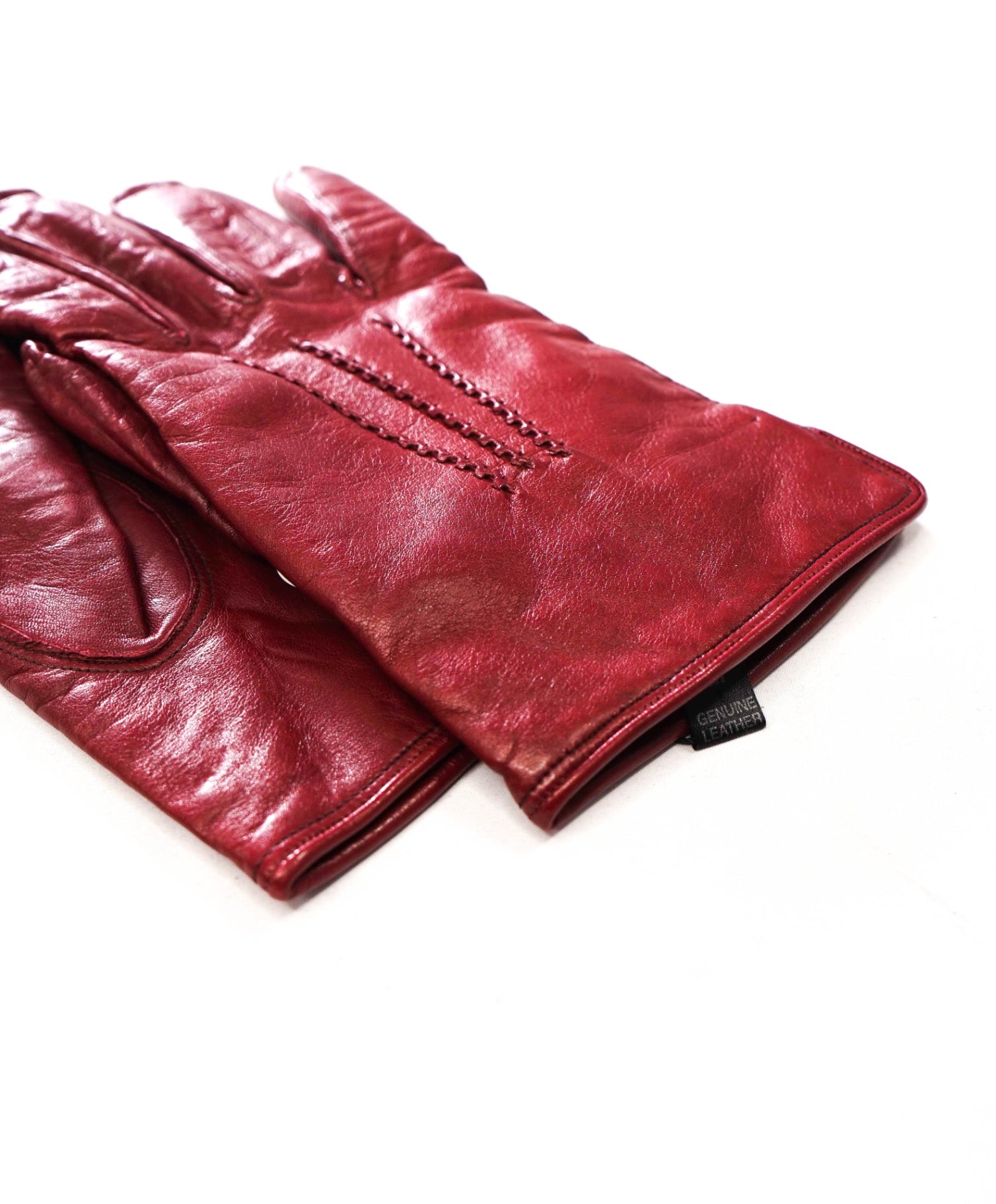 $200 SAKS 5TH AVENUE - Burgundy Red Leather/Cashmere Gloves - M