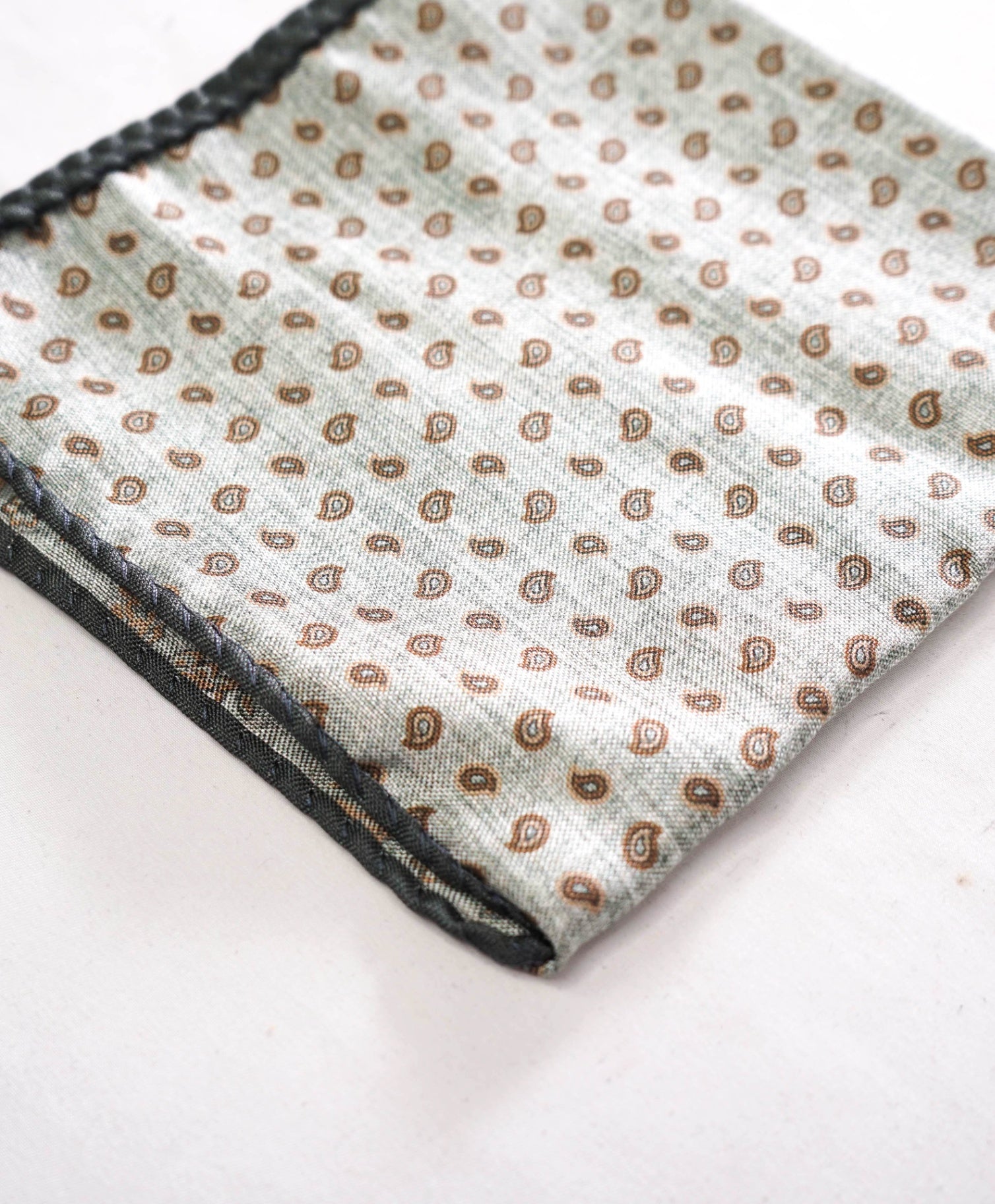 $69 SFA - Green Floral/Paisley 2 Sided Handkerchief - 12x12