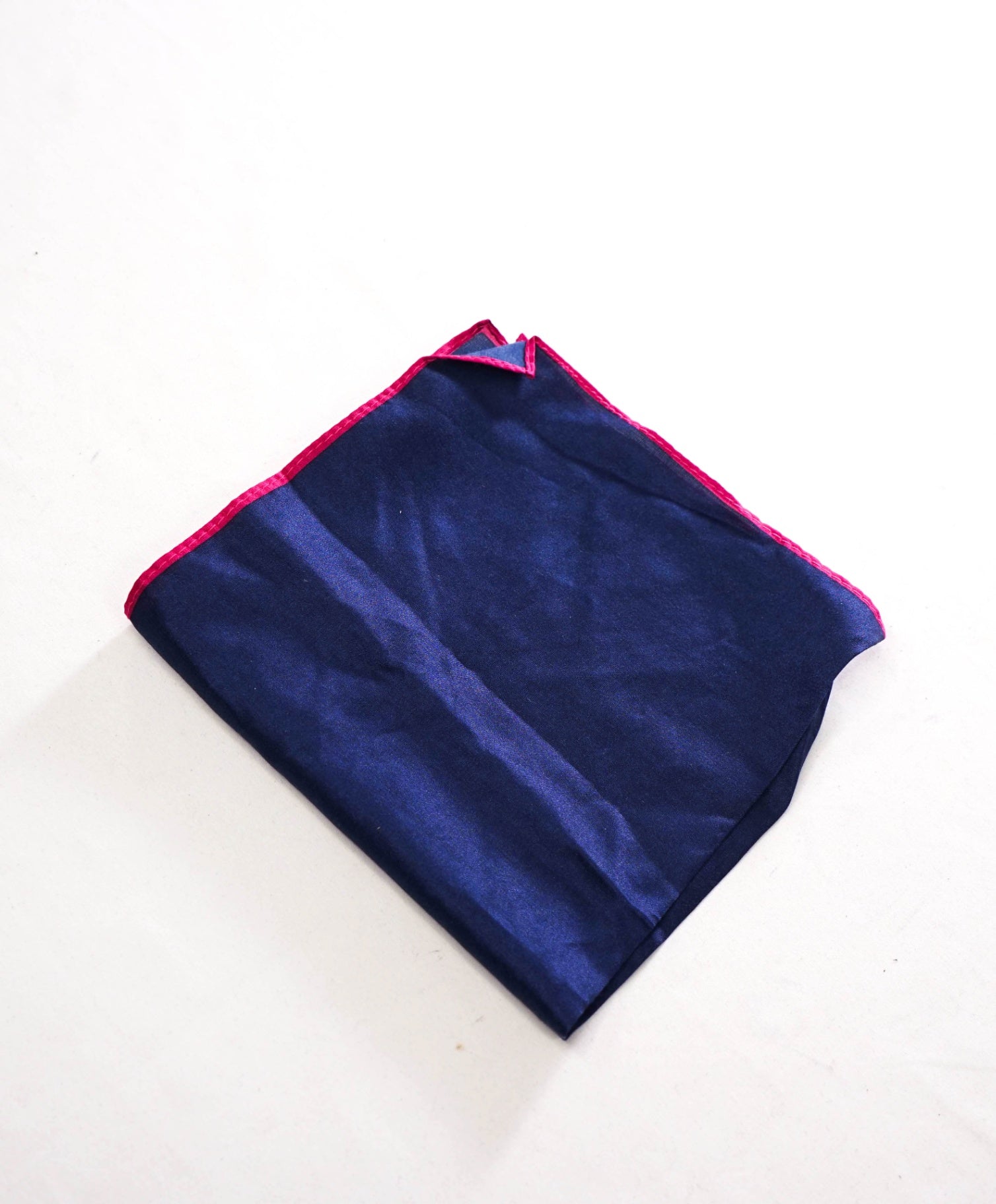 $69 SFA - Navy Blue & Pink Cotton/Silk Handkerchief - 13x13.5