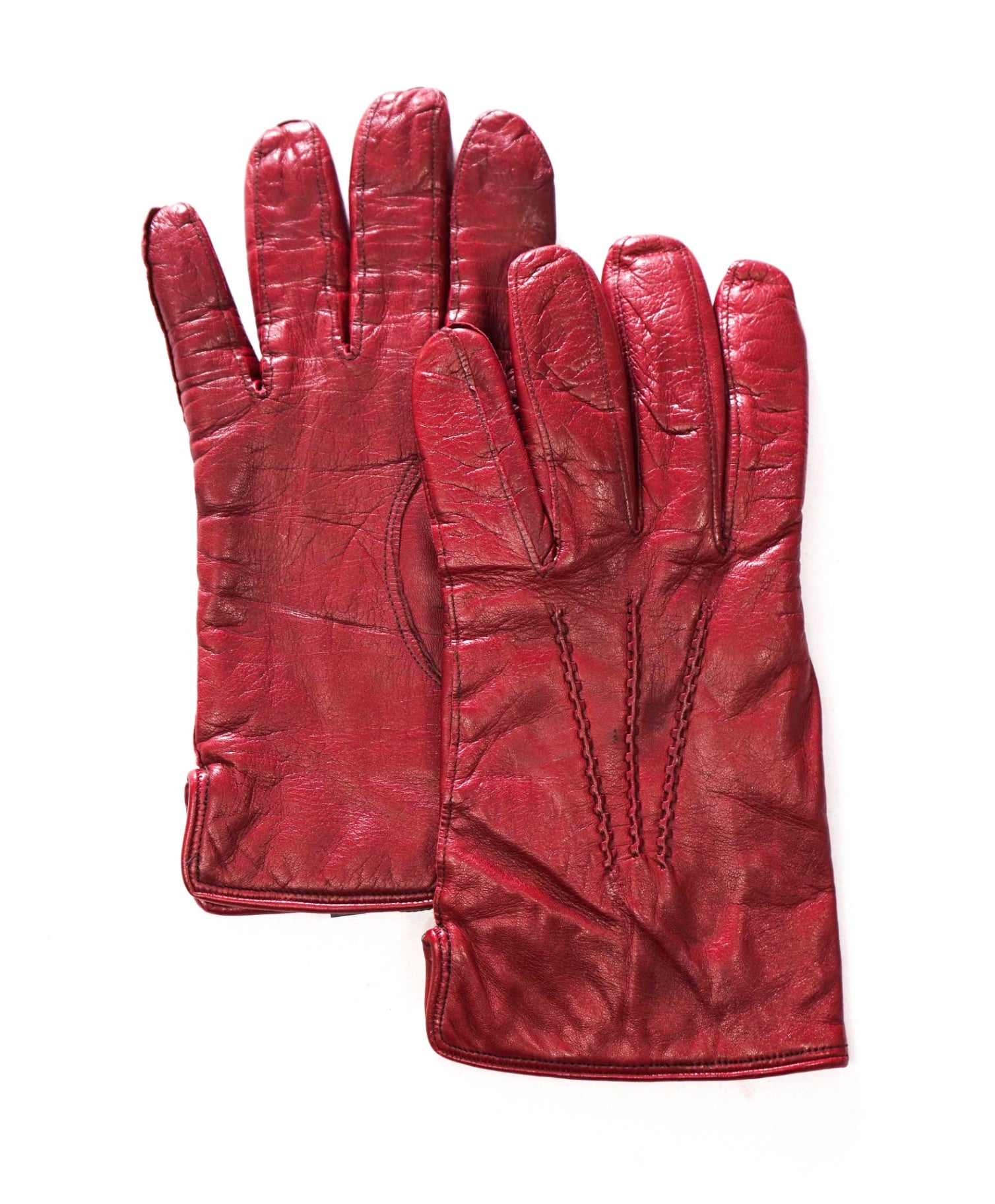 $200 SAKS 5TH AVENUE - Burgundy Red Leather/Cashmere Gloves - M