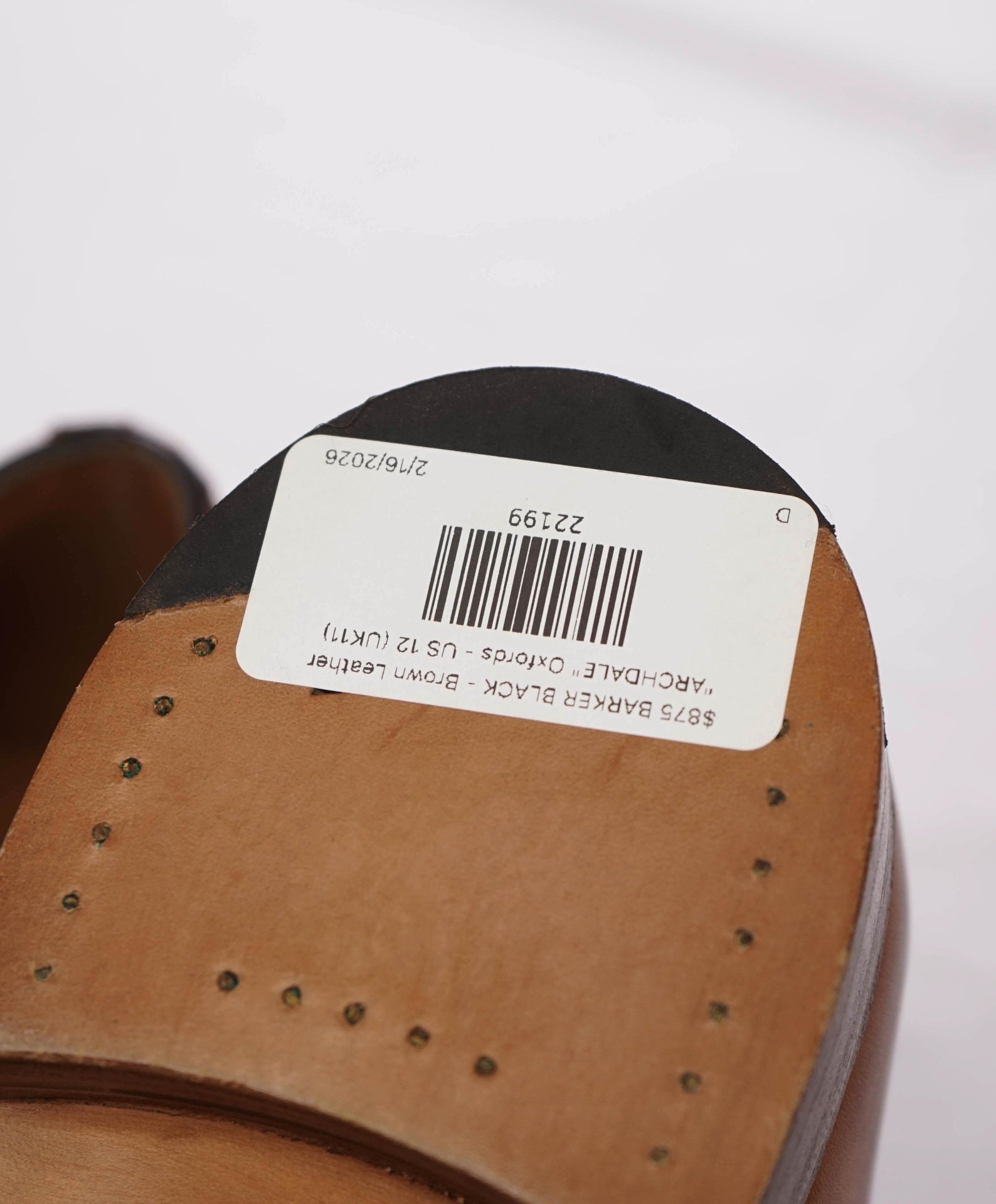 $875 BARKER BLACK - Brown Leather "ARCHDALE" Oxfords - US 12 (UK11)