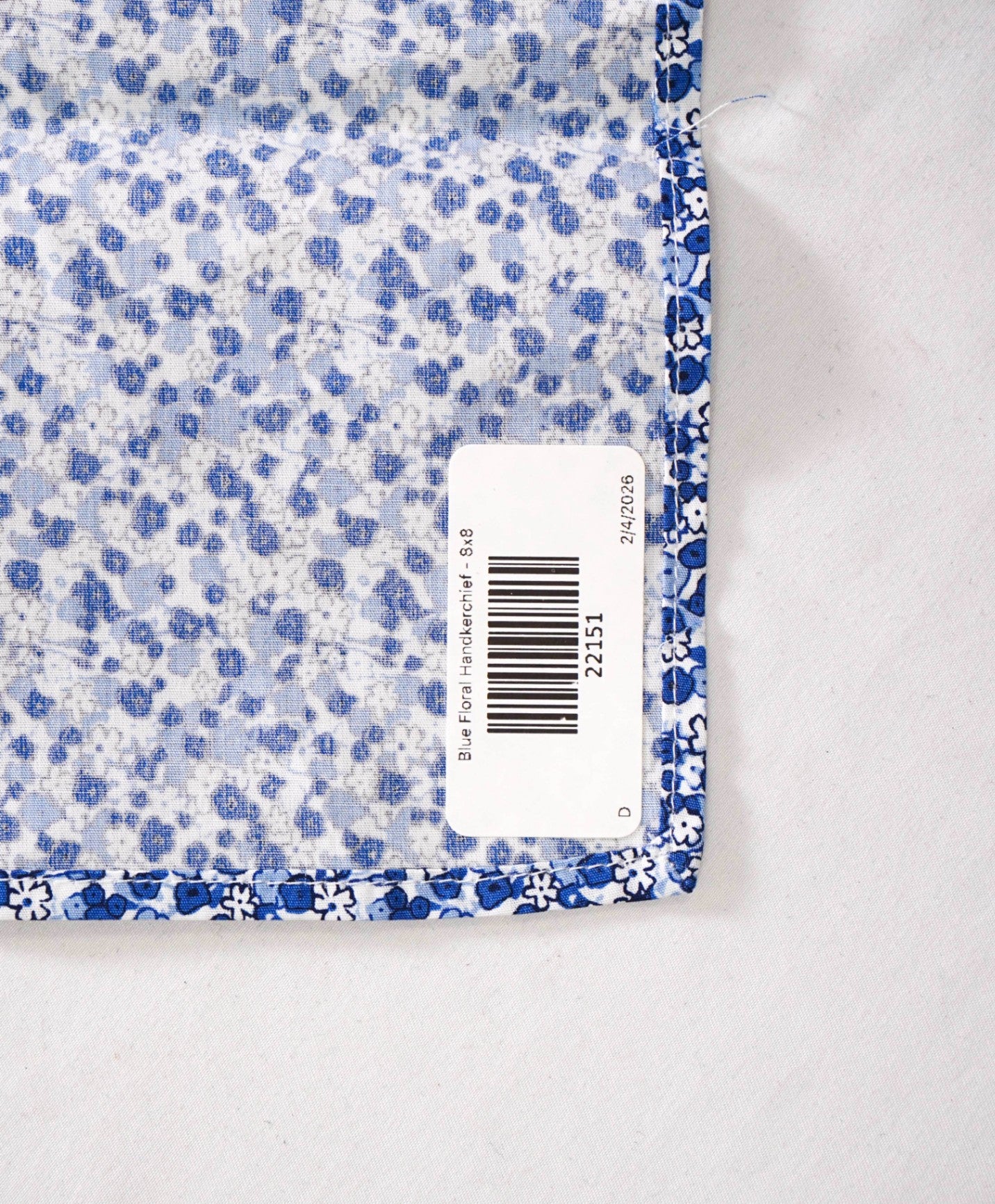 $69 SFA - Blue Floral Handkerchief - 8x8