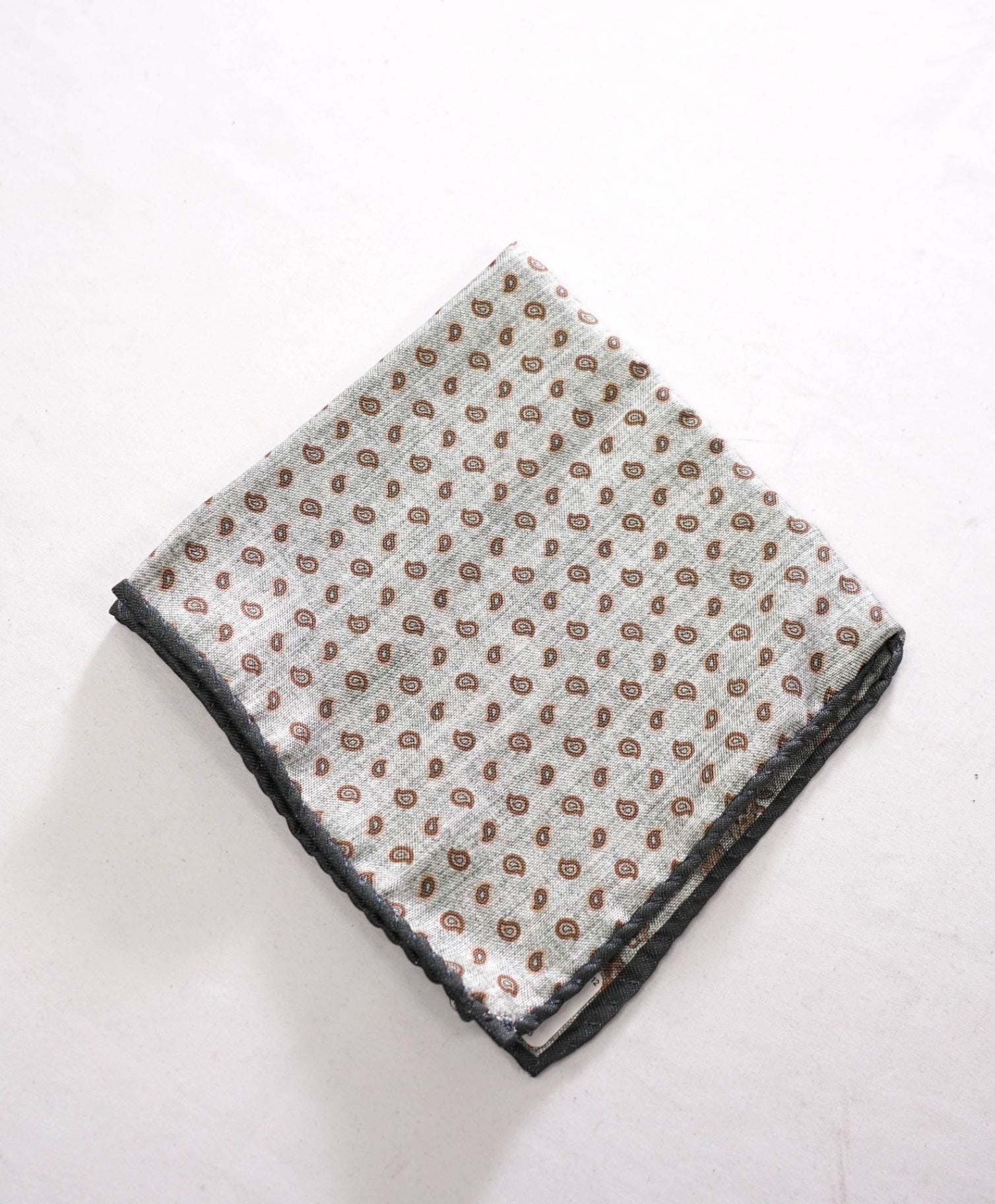 $69 SFA - Green Floral/Paisley 2 Sided Handkerchief - 12x12