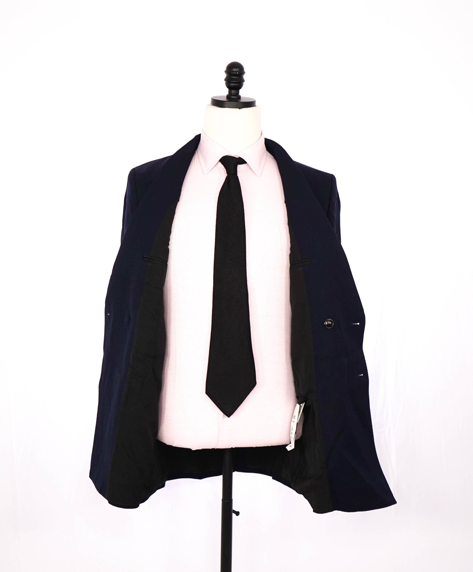 $1,345 AMI - Navy Blue Wool Double Breasted Blazer - 36R
