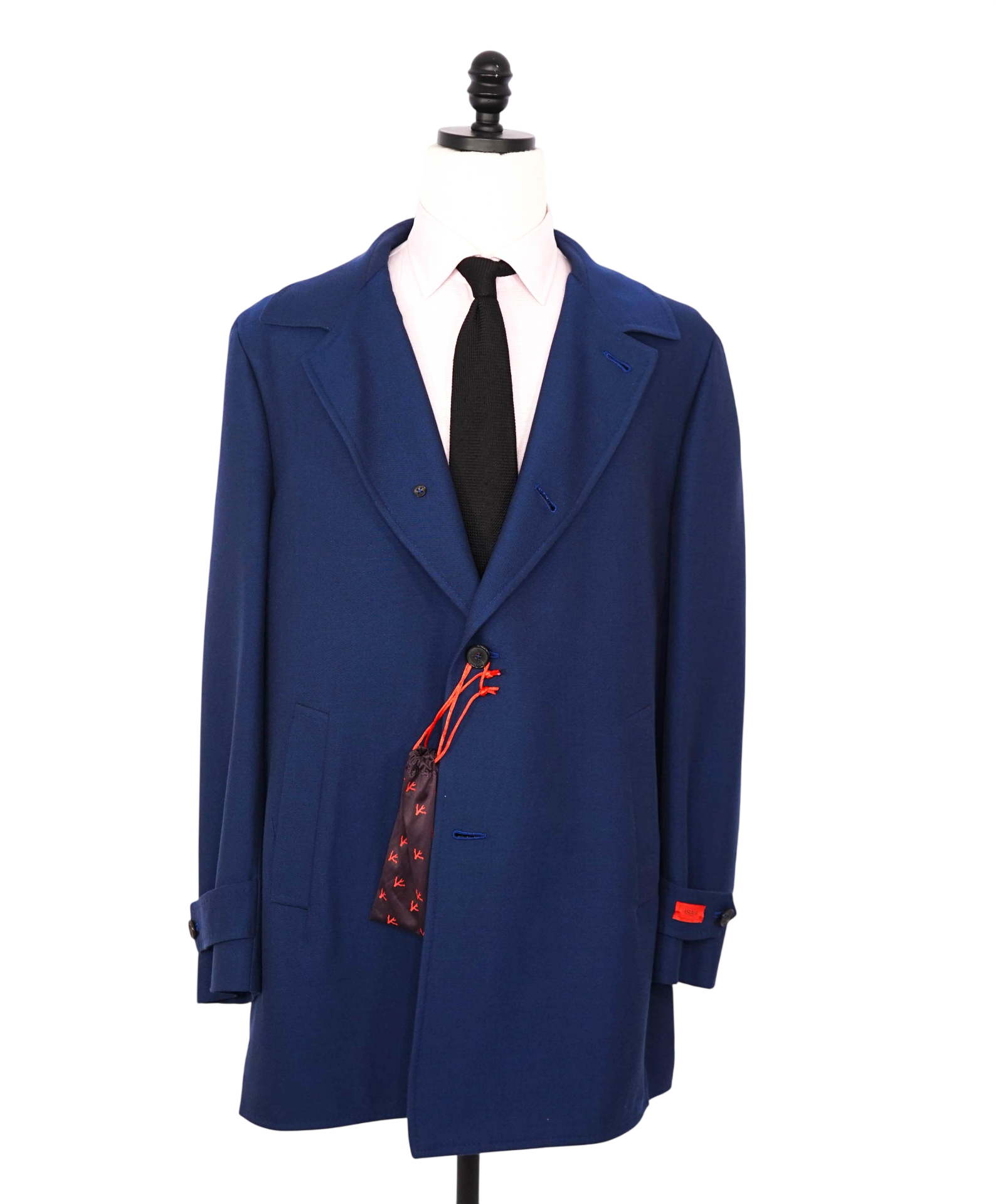 $3,995 ISAIA - Wool/ 43% Cashmere Solid Blue Overcoat - 50R (60EU)