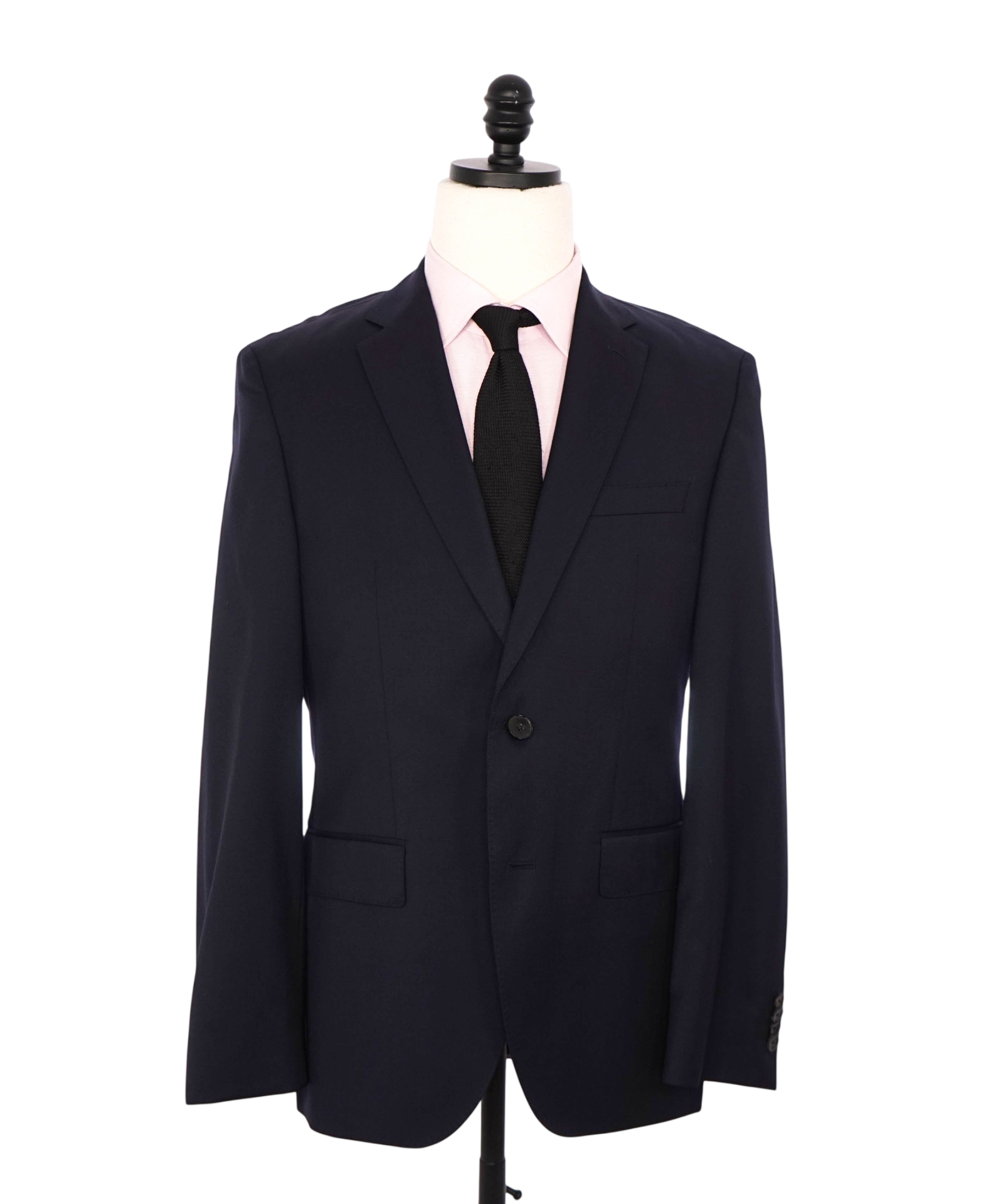 $795 BOSS - REDA Solid Navy Blue Super 100 Wool Blazer - 36R