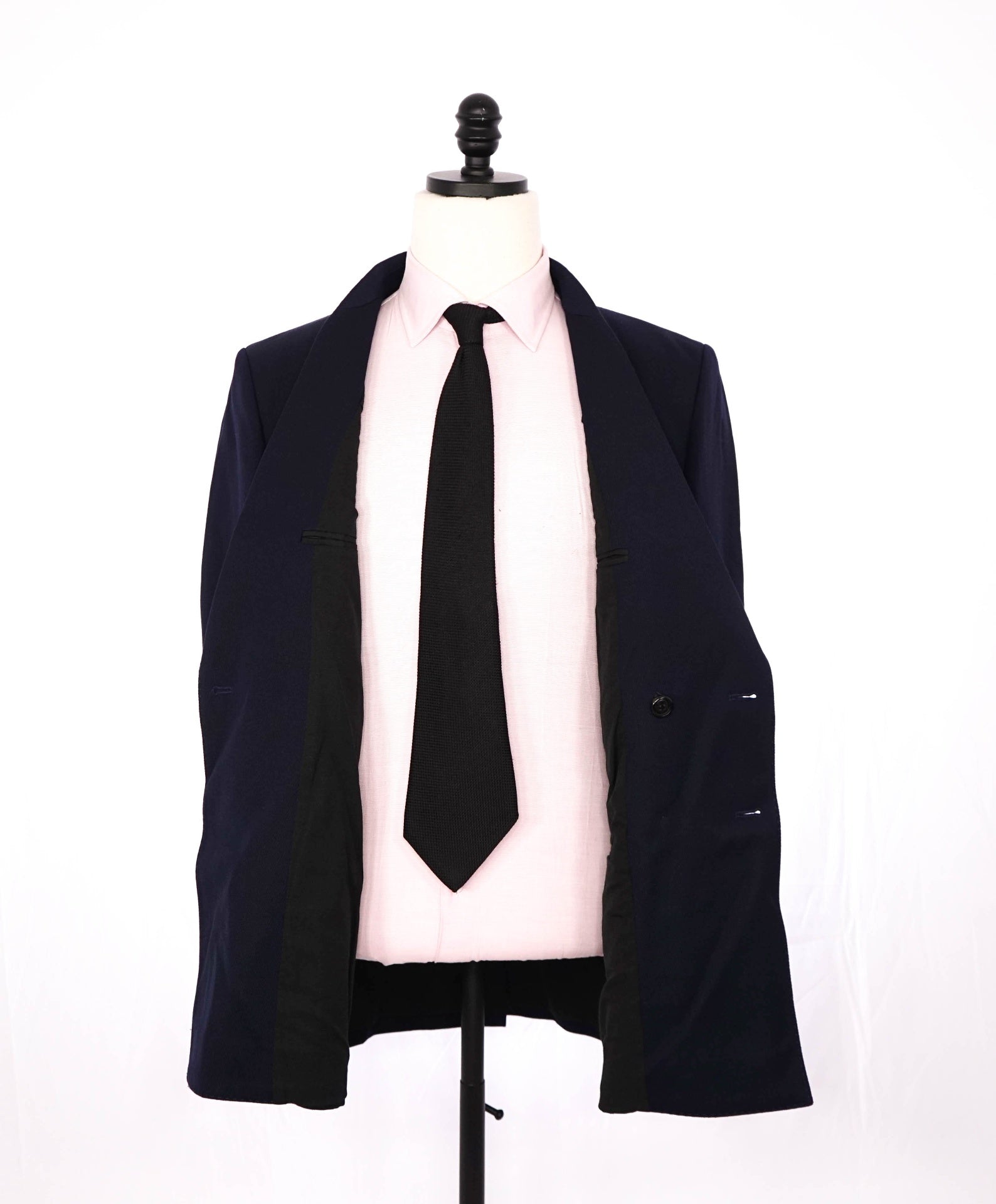 $1,345 AMI - Navy Blue Wool Double Breasted Blazer - 40R