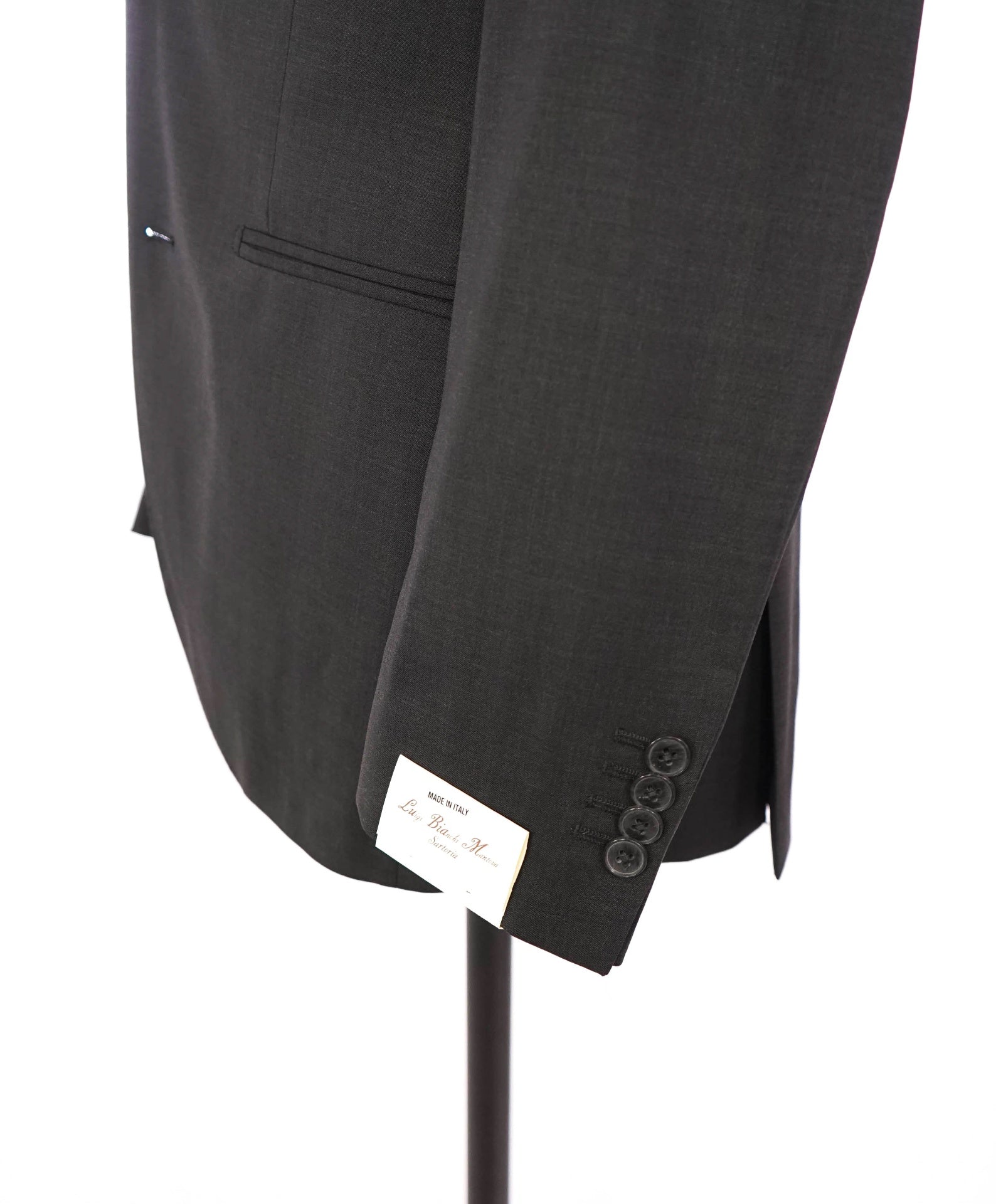 $1,515 LUIGI BIANCHI MANTOVA - Dark Gray Wool "Sartoria" Suit - 38R