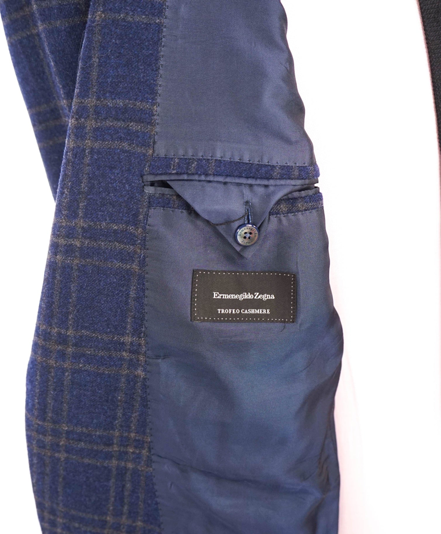 $3,695 ZEGNA - Navy Blue Plaid TROFEO Cashmere/Wool Blazer - 44L