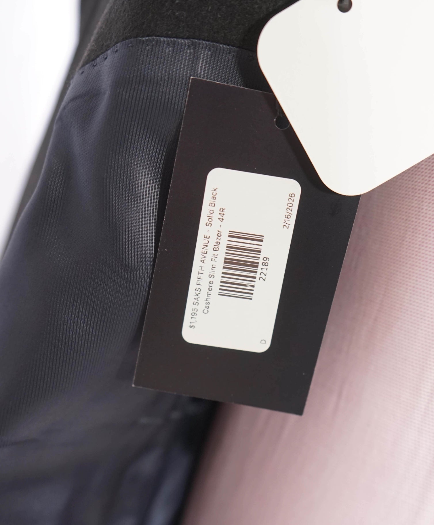 $1,195 SAKS FIFTH AVENUE - Black 100% Cashmere Slim Blazer - 44R