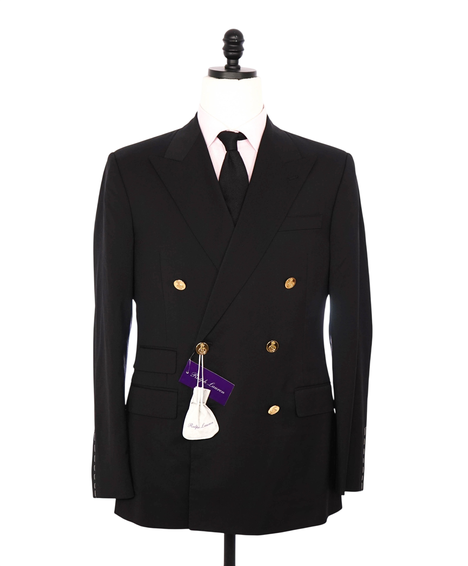 $5,995 RALPH LAUREN PURPLE LABEL - Black Double Breasted Blazer - 42R